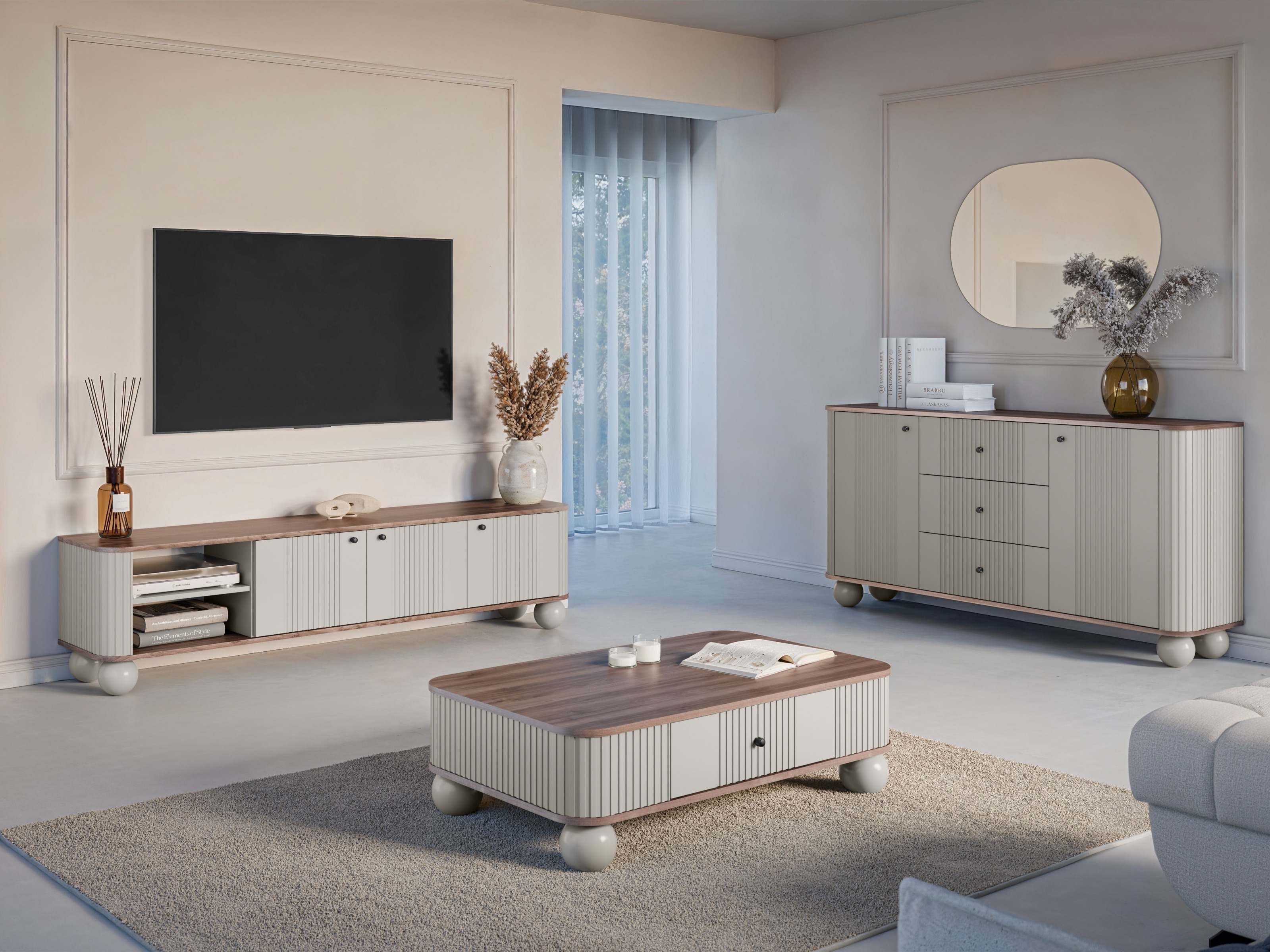 Viesistabas komplekts Fioveso 107 (Kašmirs + Rieksts)