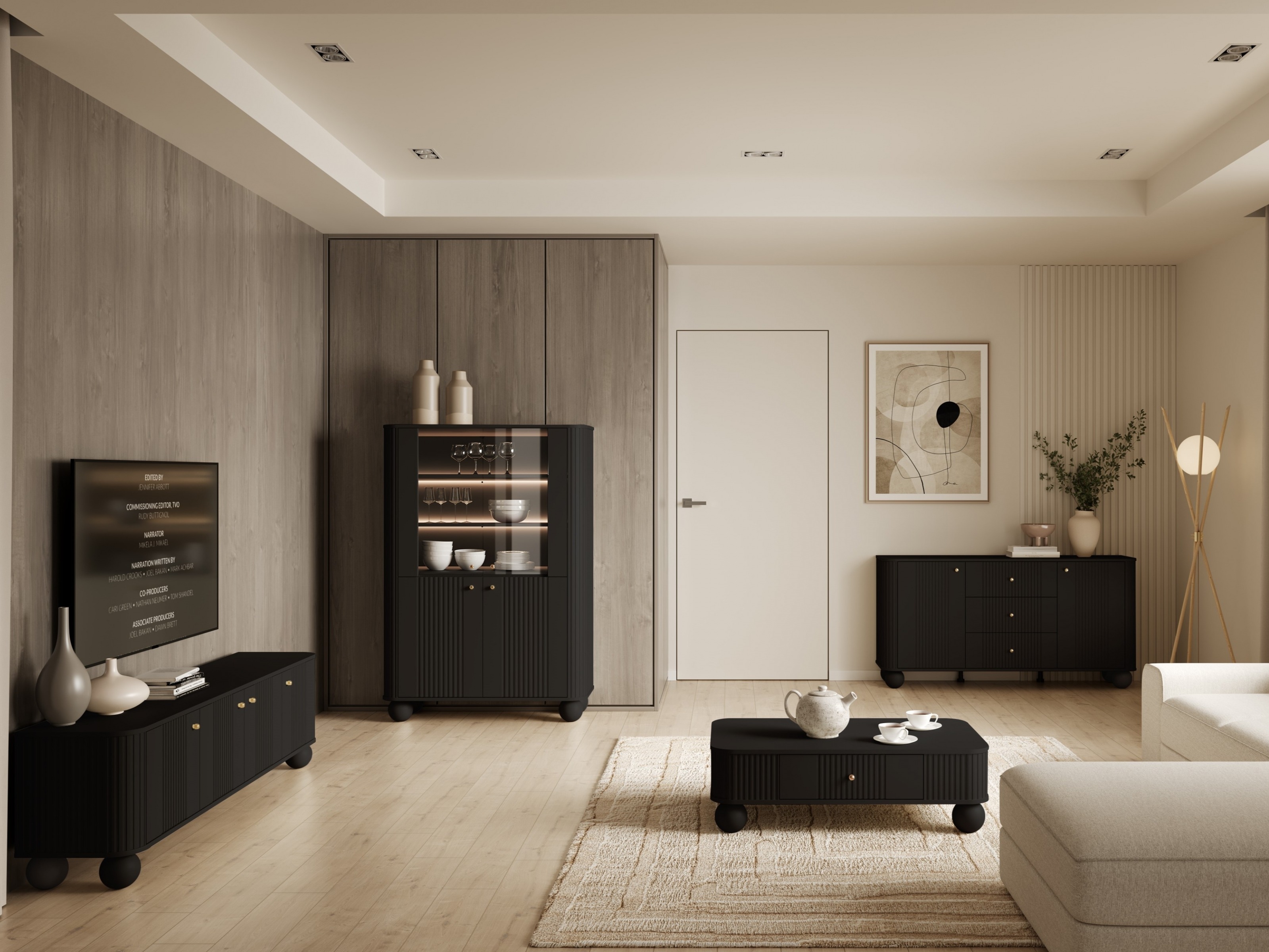 Viesistabas komplekts Fioveso 108 (Melns)