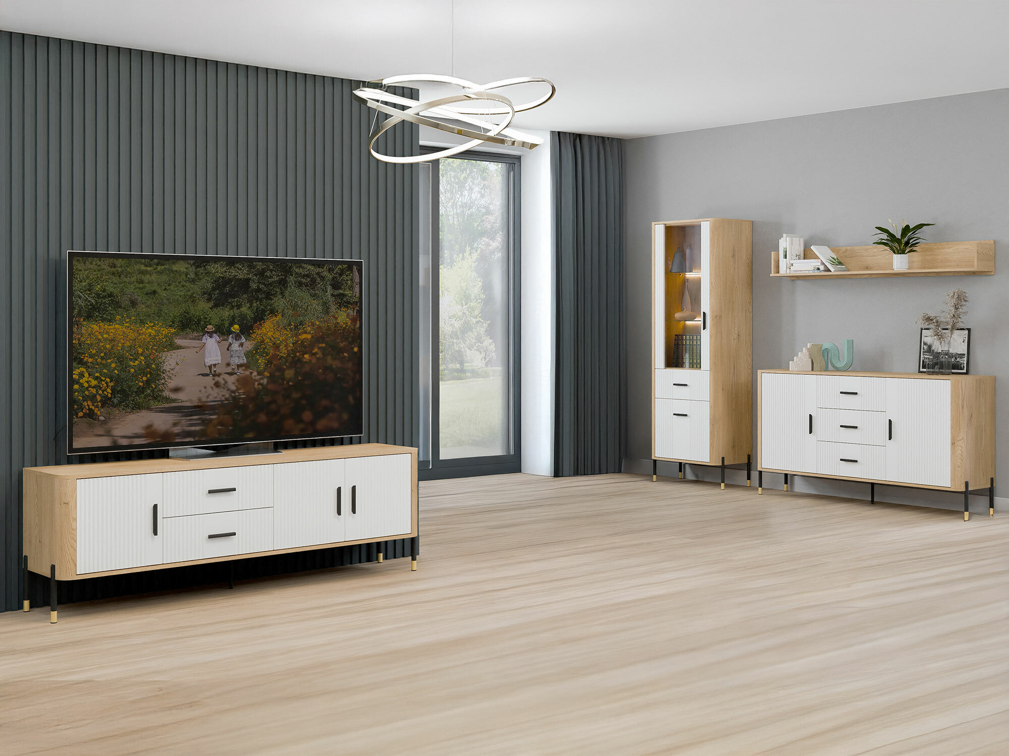 Viesistabas komplekts Flosora 148 (Balts)