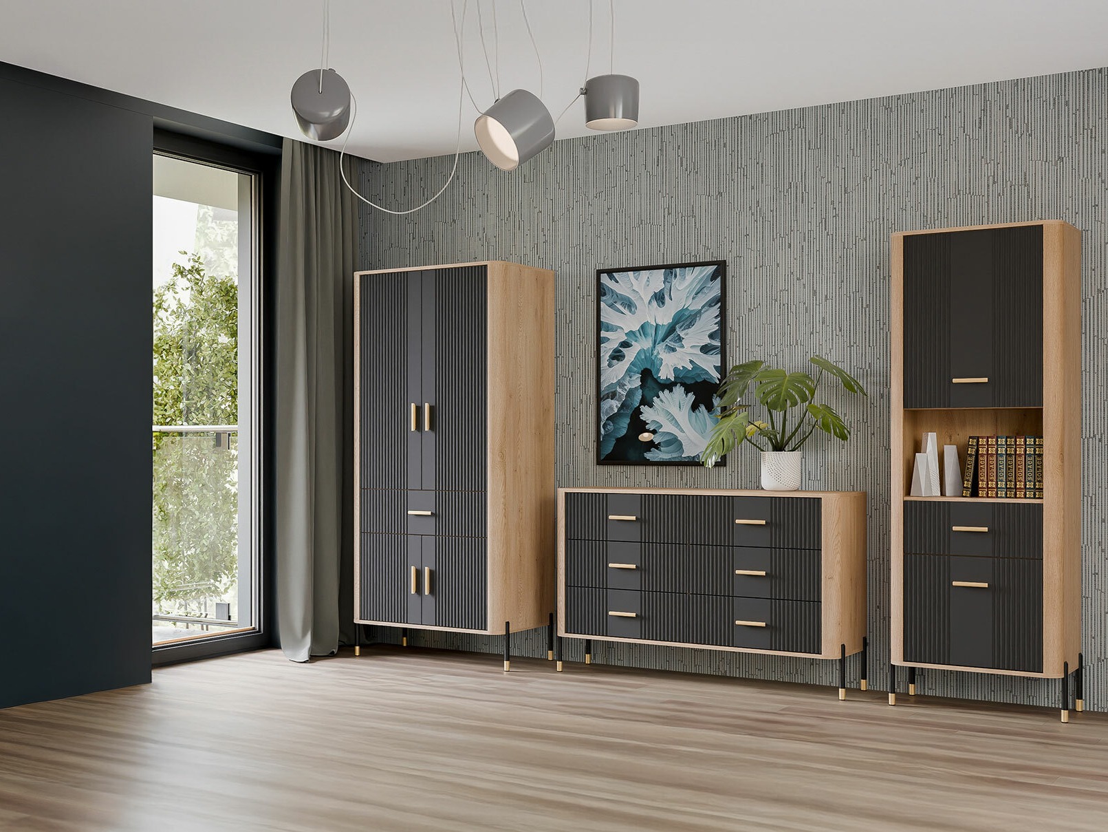 Viesistabas komplekts Flosora 149 (Antracīts)