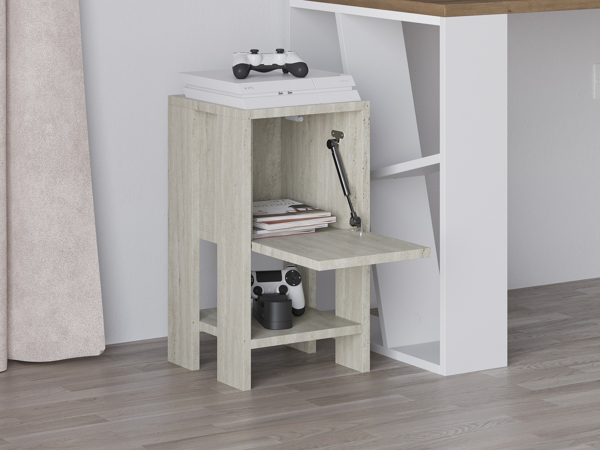 Прикроватная тумбочка Kailua 398 (Светлый травертин)