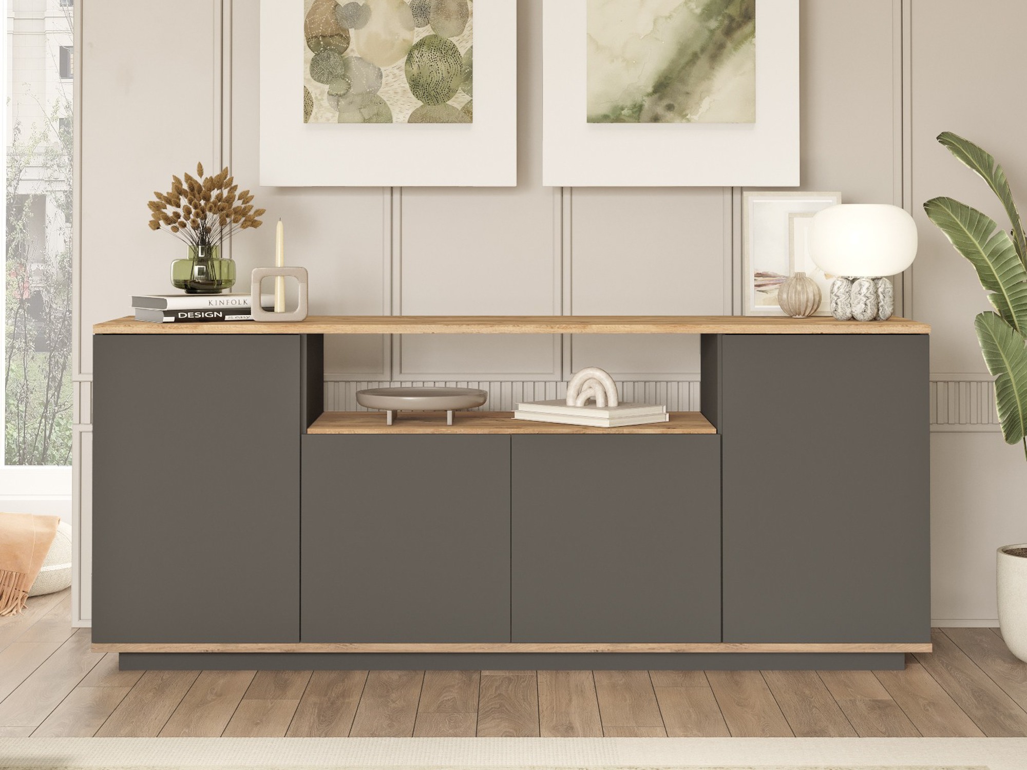 Skapis Kailua 2660 (Antracīts + Priede)