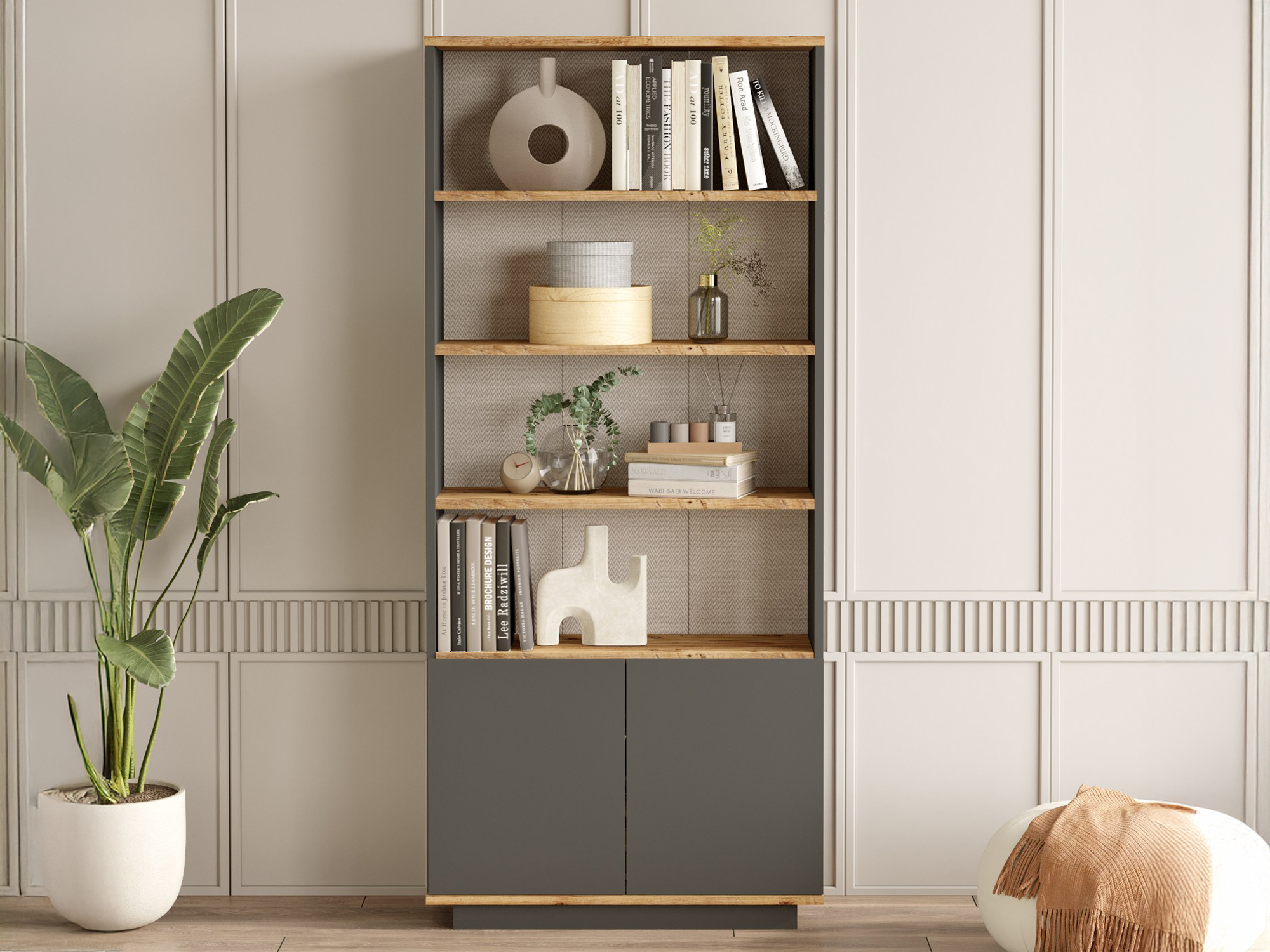 Стеллаж Kailua 2659 (Антрацит + Сосна)