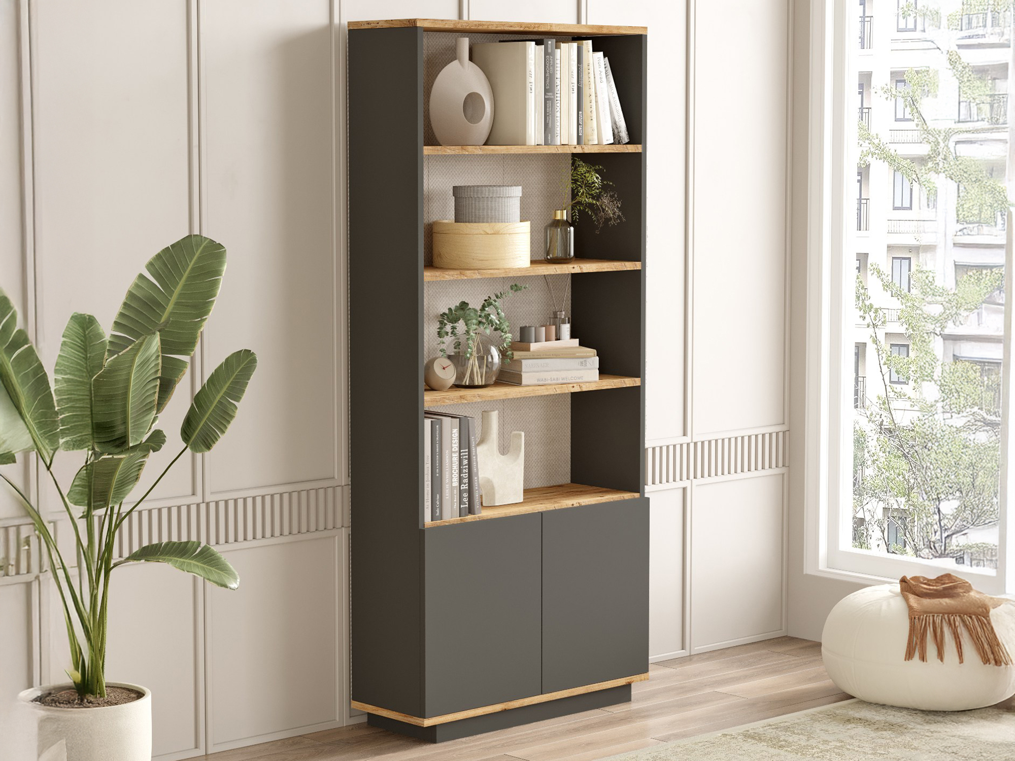 Стеллаж Kailua 2659 (Антрацит + Сосна)