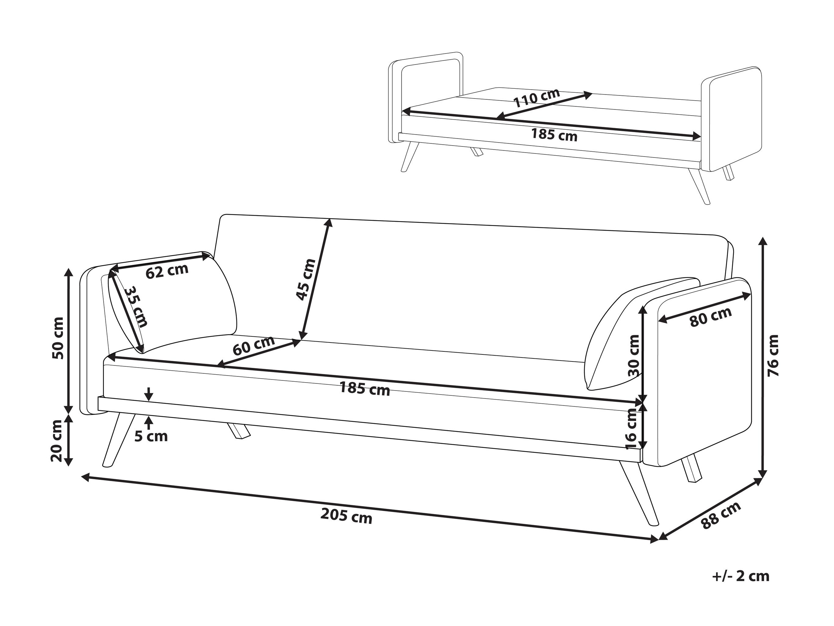 Dīvāns gulta Berwyn 2821 (Ecru balts)