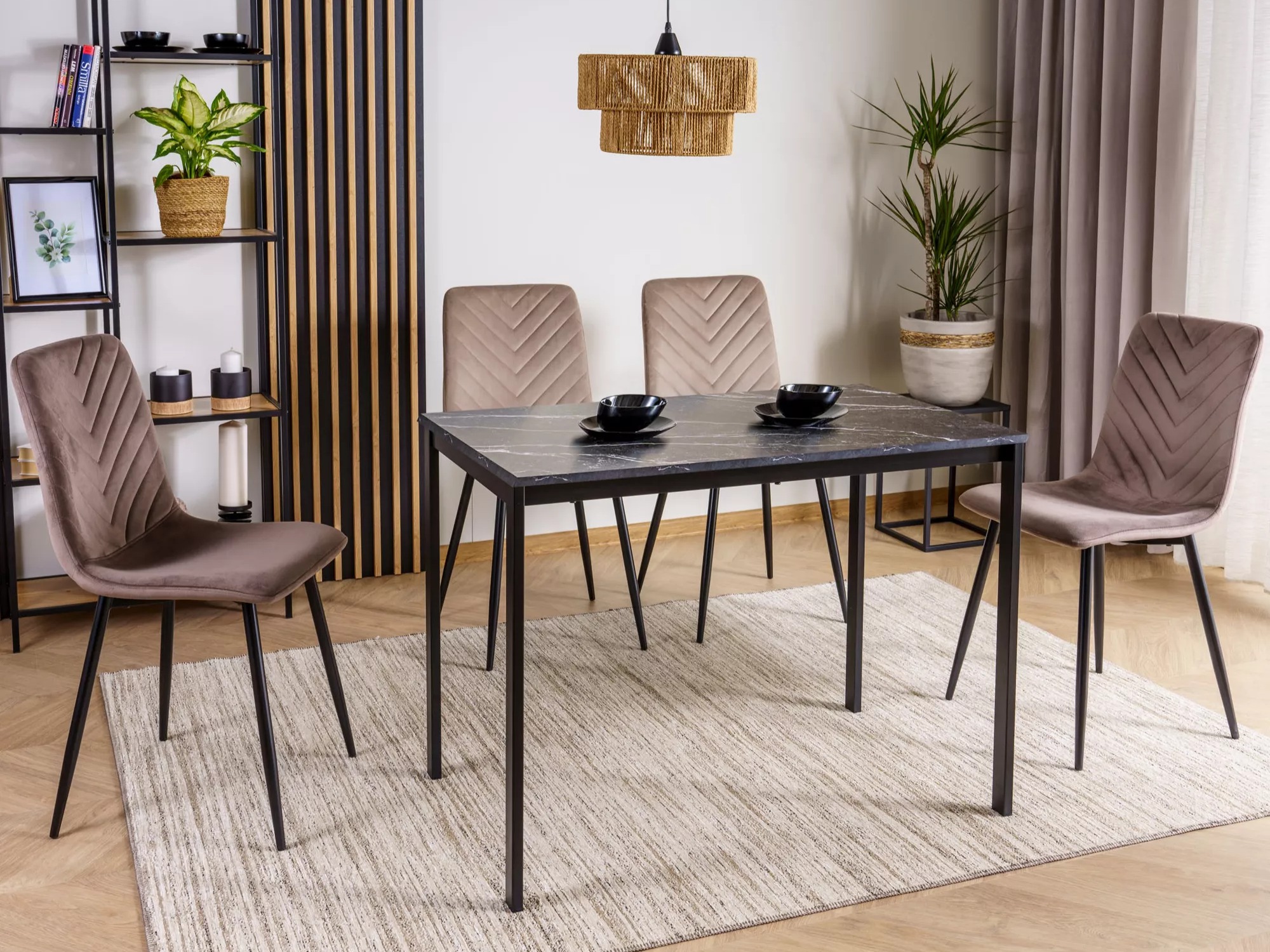 Cтол Detroit 861 (Черный мрамор + Чёрный)