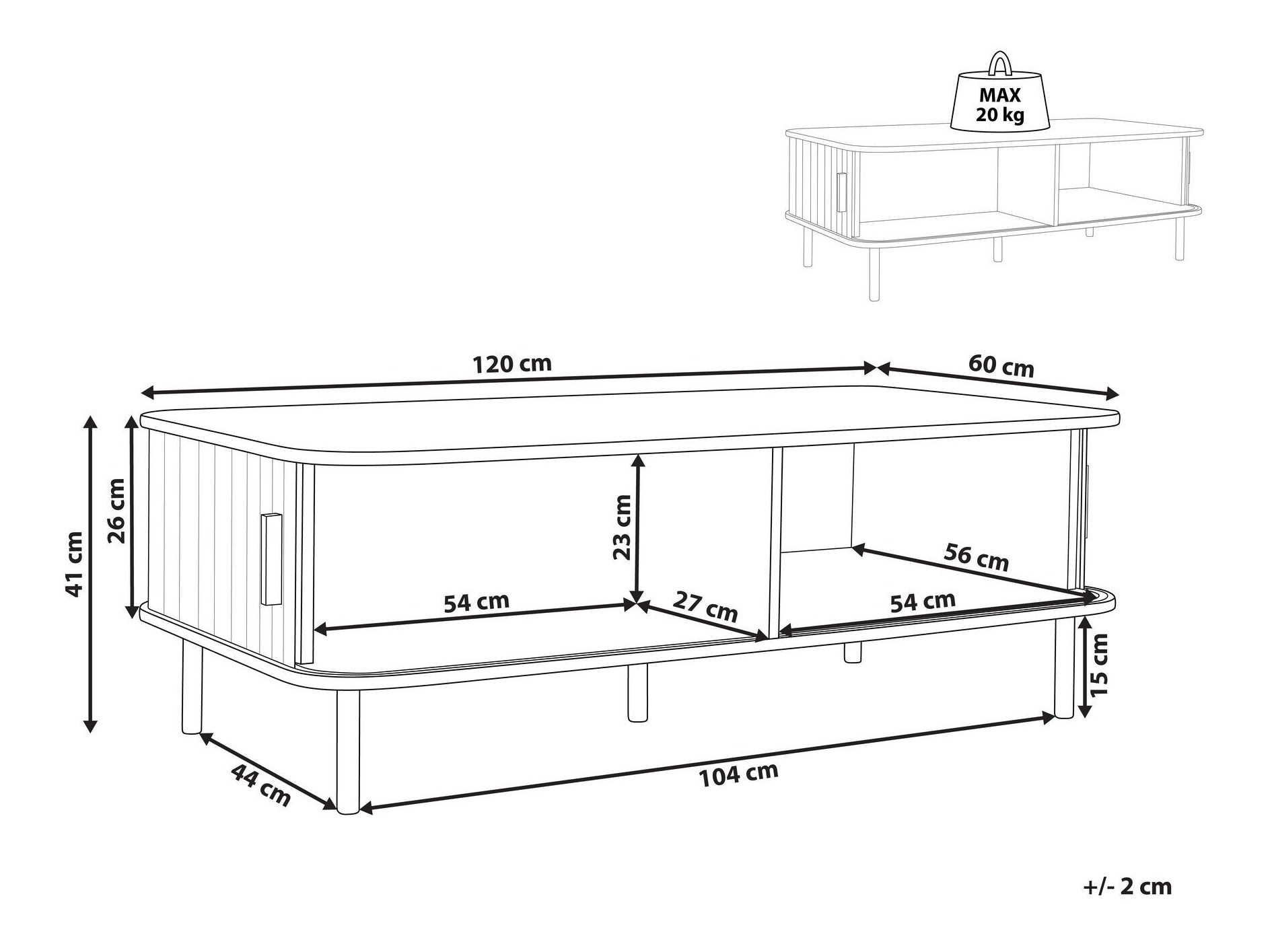 Журнальный столик Fencalu 107 (Чёрный)