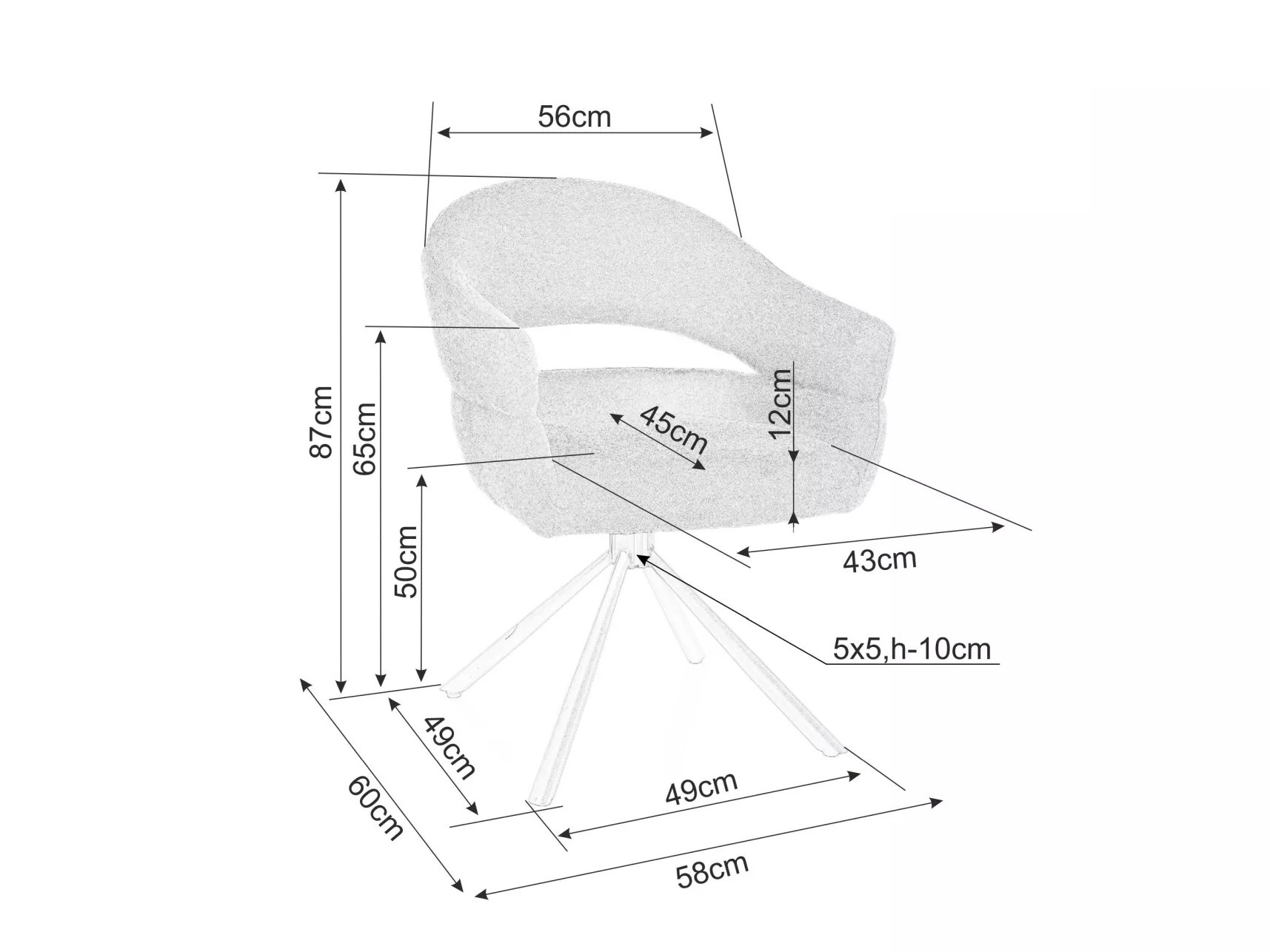 Krēsls Detroit 865 (Tumši pelēks)