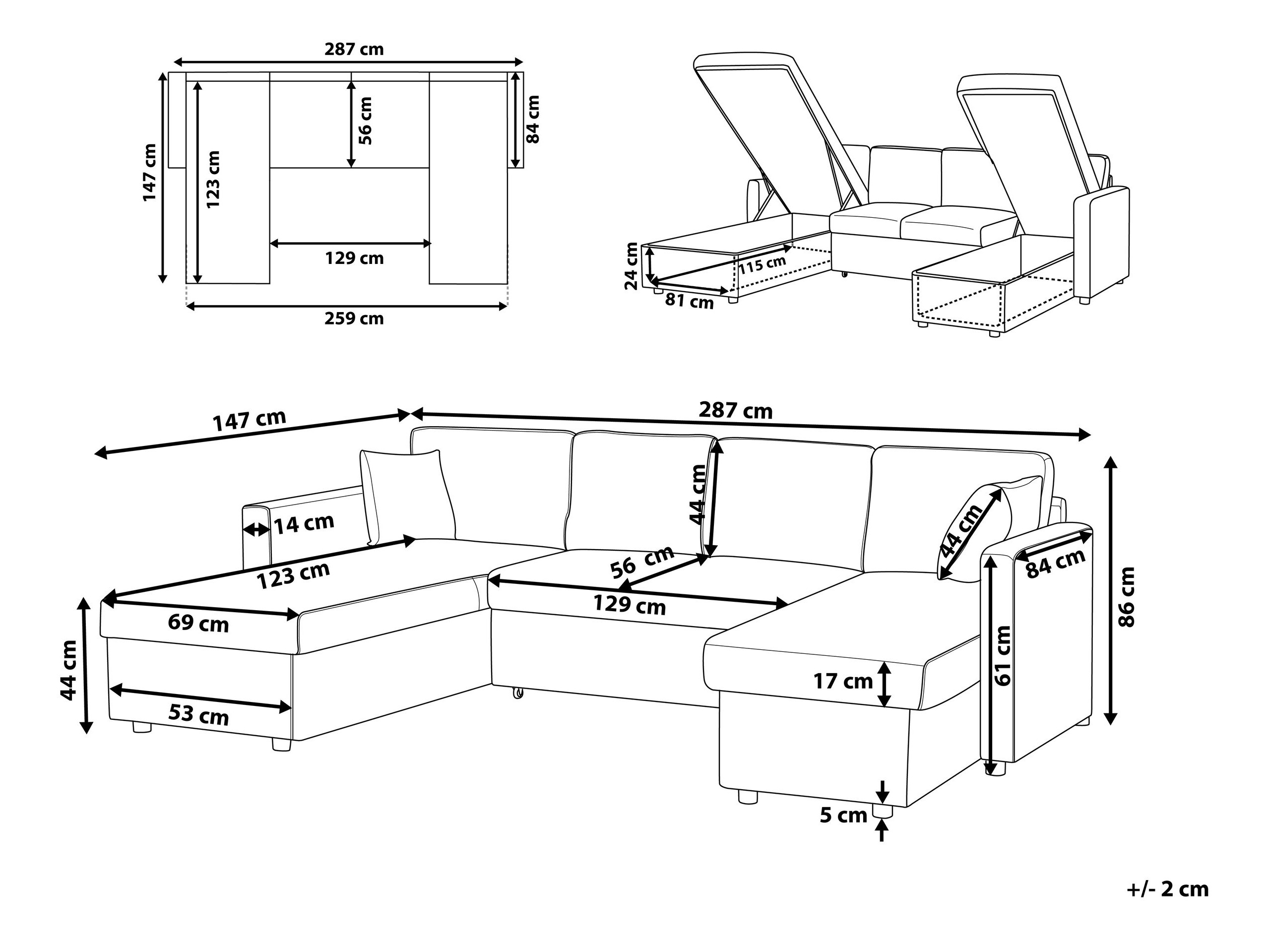 Stūra dīvāns Berwyn 2826 (Tumši pelēks)