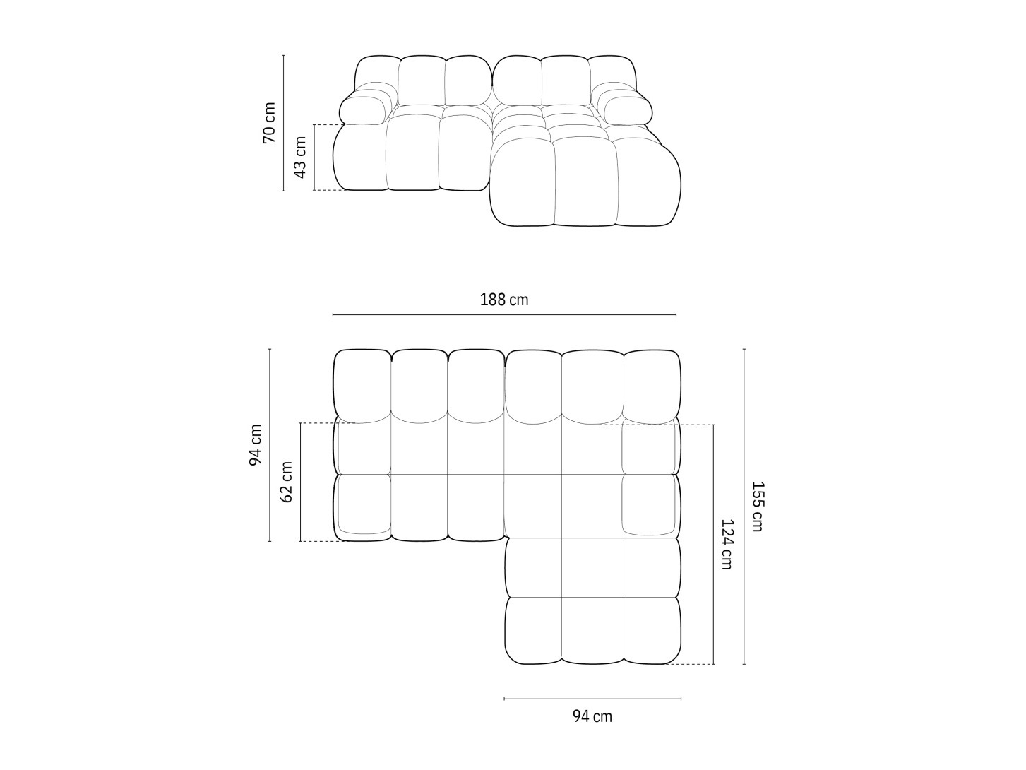 Модульный угловой диван Caltenu 105 (Bluvel 86)