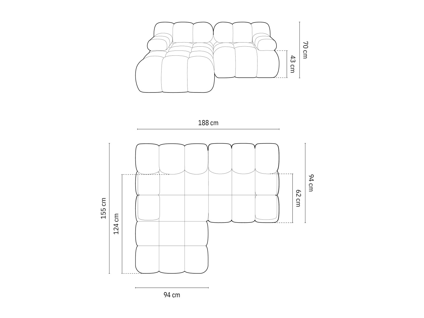 Moduļu stūra dīvāns Caltenu 105 (Bluvel 52)