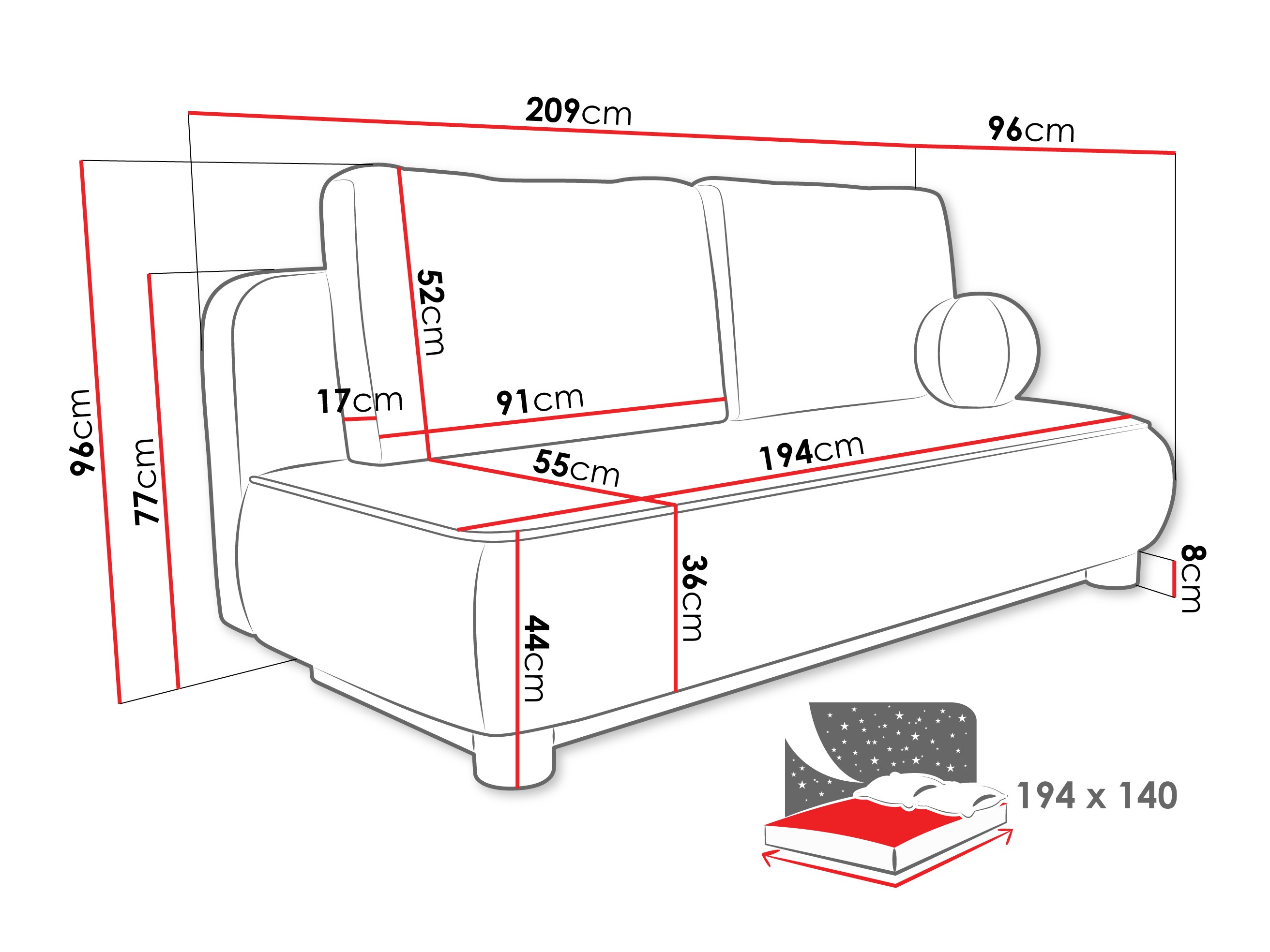 Диван-кровать TrendyNest 116 (Coral 50)