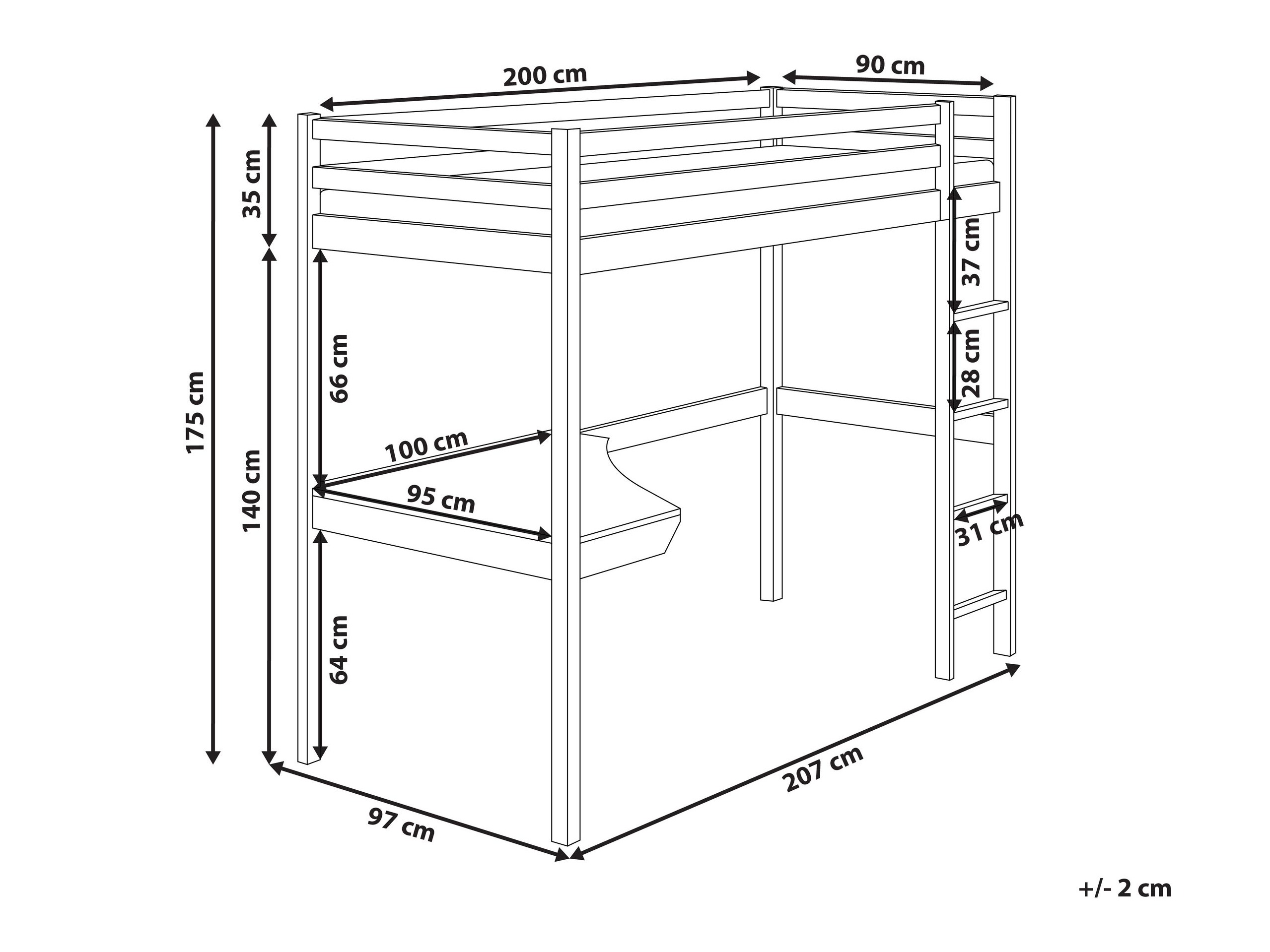 Высокая кровать Berwyn 2832 (Белый)