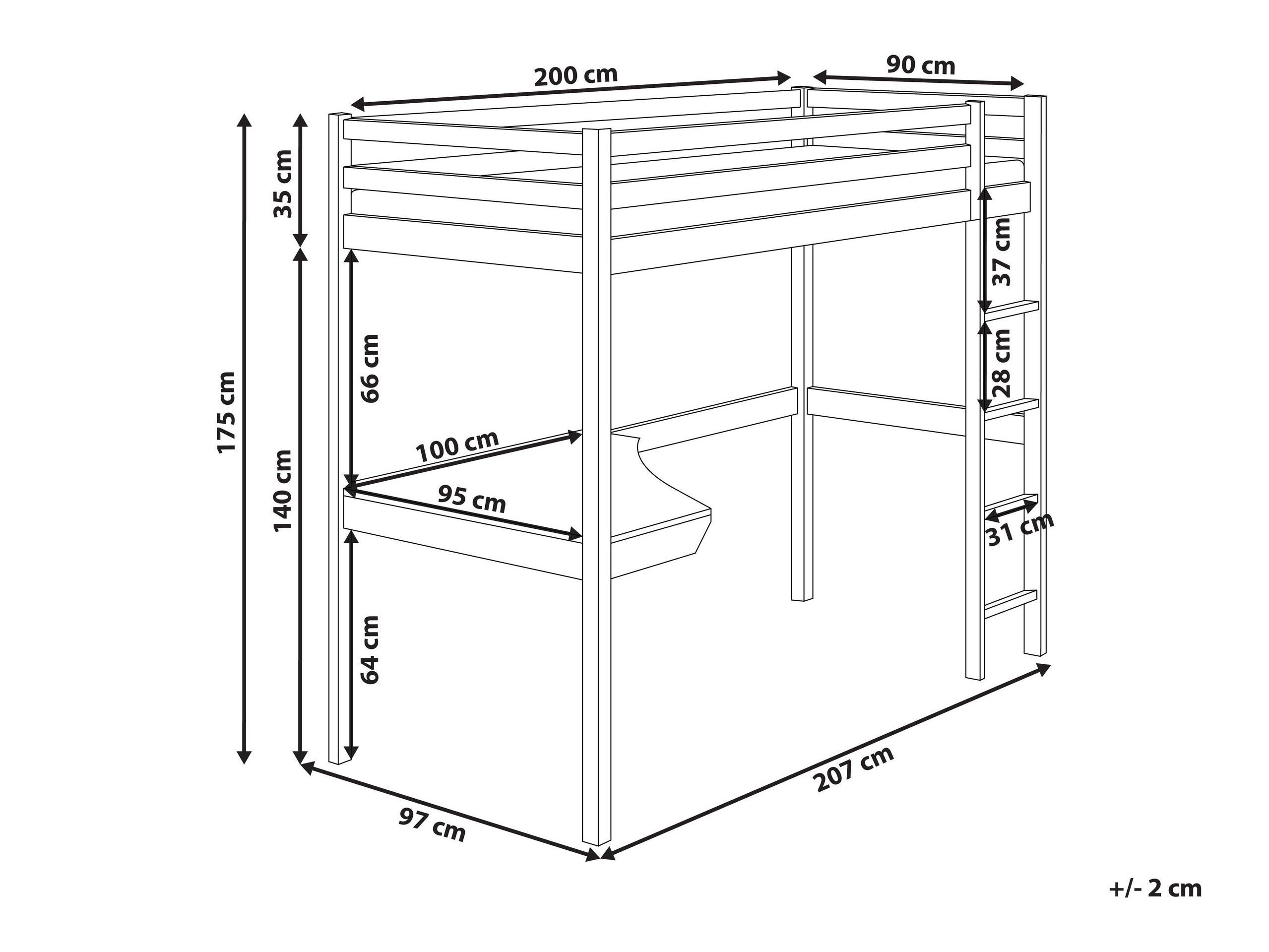 Высокая кровать Berwyn 2832 (Светлое дерево)