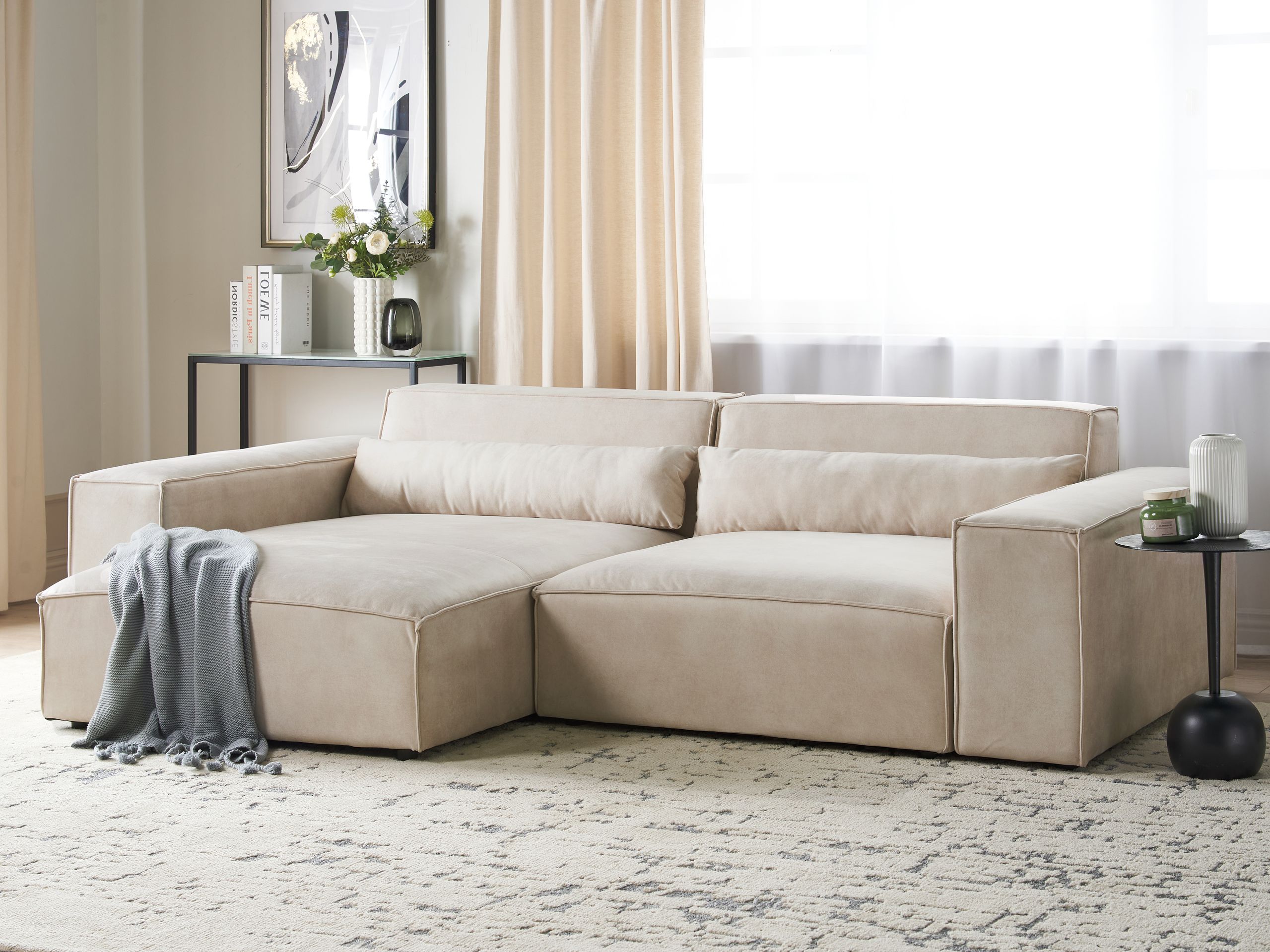 Moduļu stūra dīvāns Tivsora 100 (Gaiši bēšs)