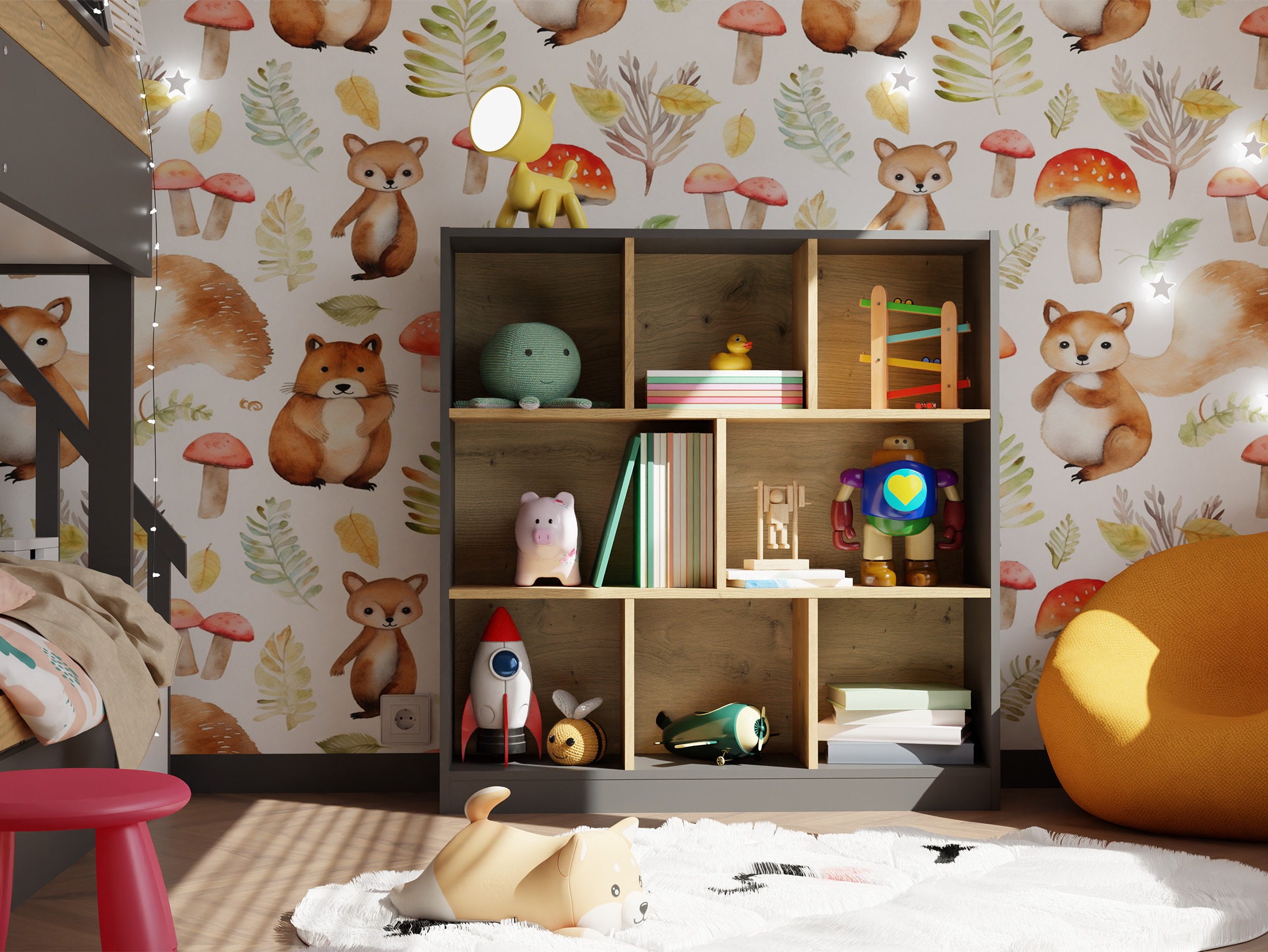 Стеллаж Mandeville 307 (Антрацит + Artisan дуб)