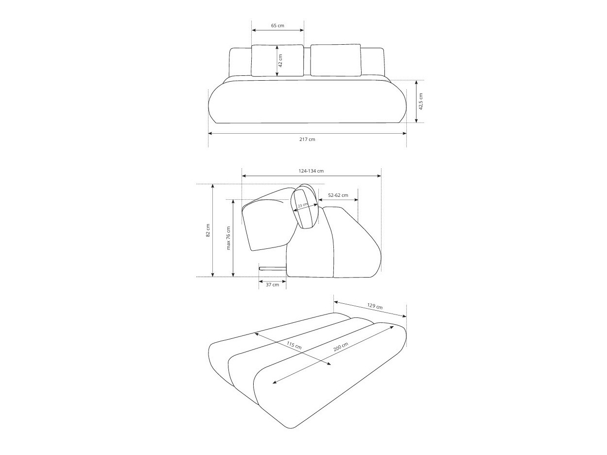 Dīvāns gulta Kingston 193 (Dot 100)