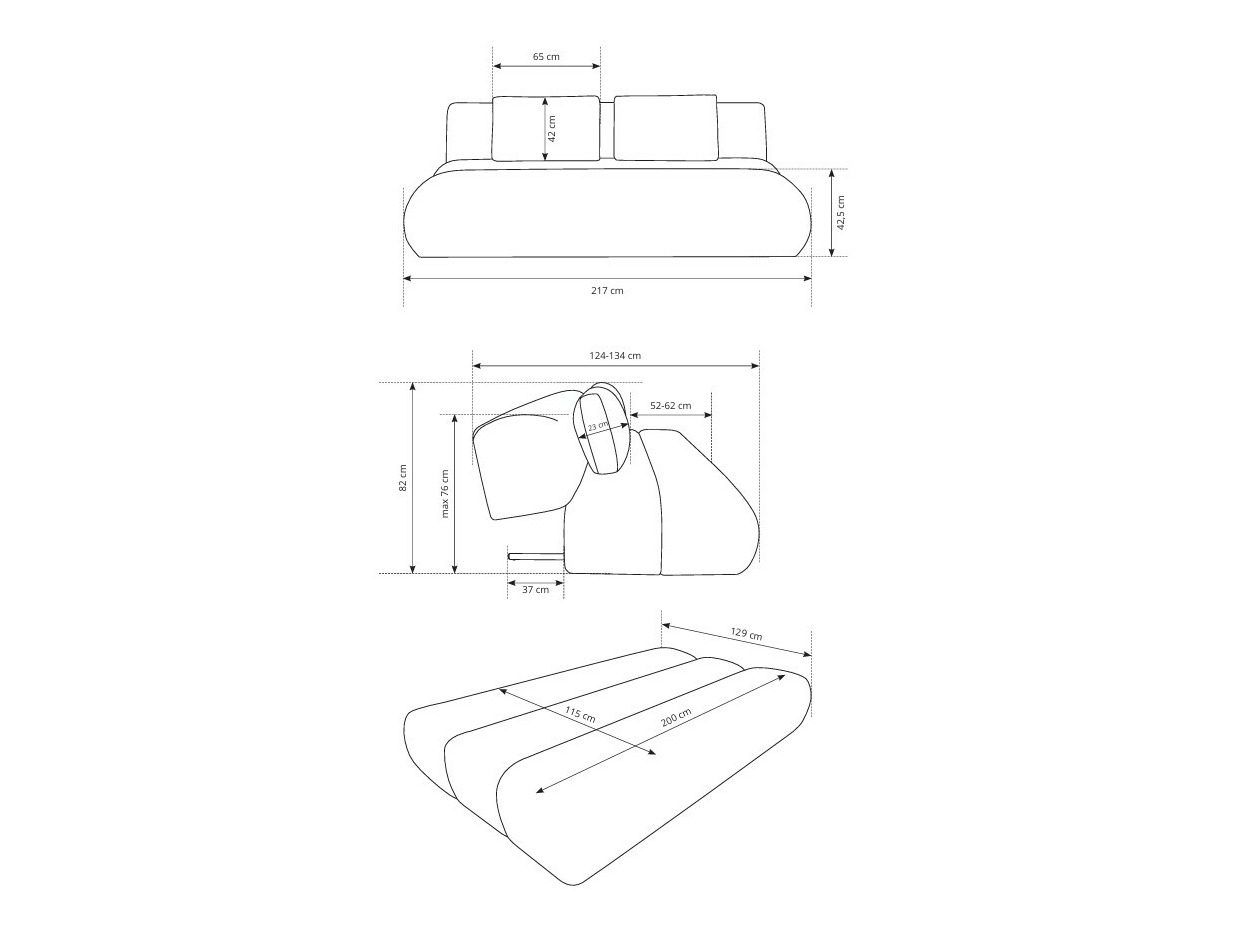 Dīvāns gulta Kingston 193 (Dot 95)