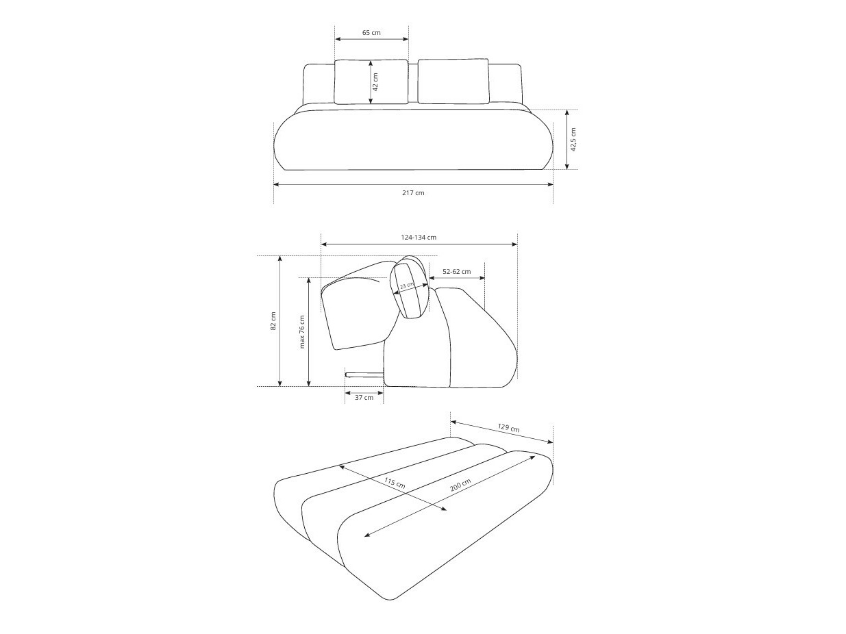 Dīvāns gulta Kingston 193 (Wind 52)
