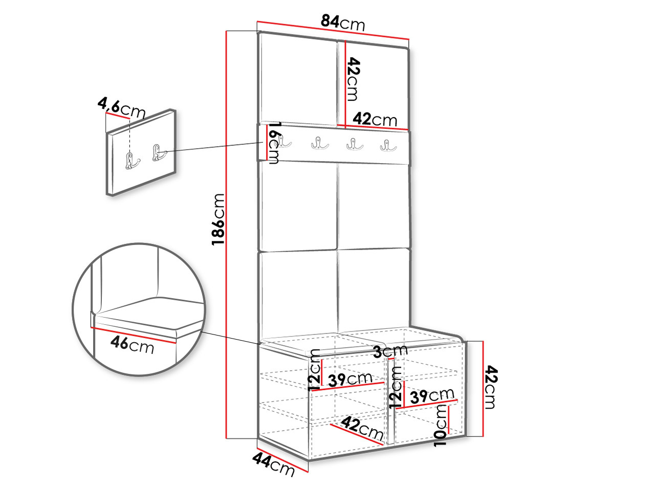 Priekšnama komplekts Hartford 267 (Balts)