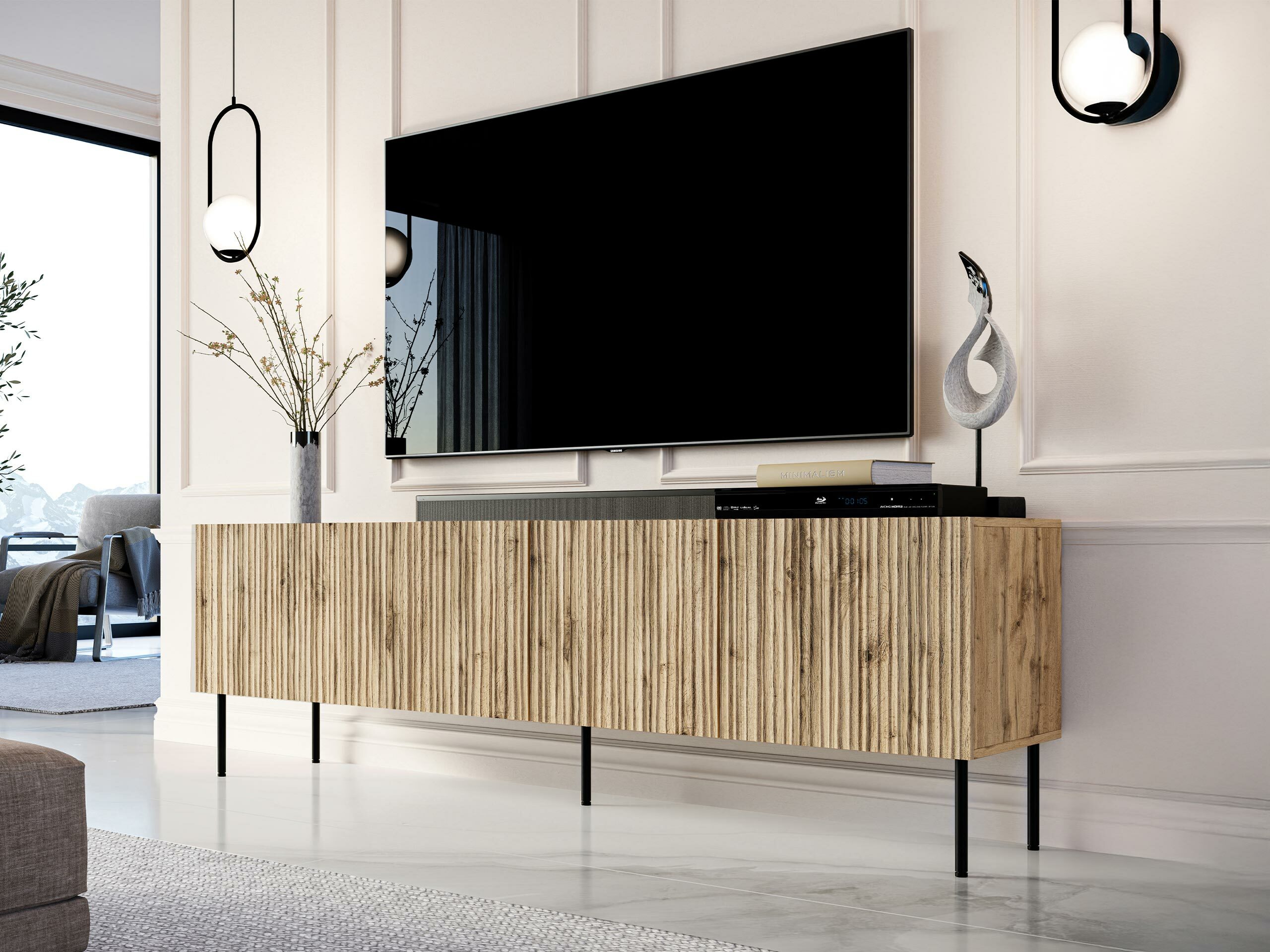 TV galds Lorelbo 103 (Votan ozols + Melns)