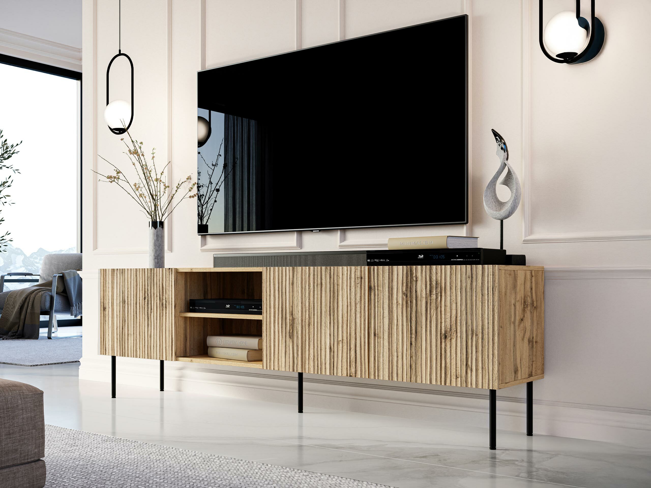 TV galds Lorelbo 103 (Votan ozols + Melns)