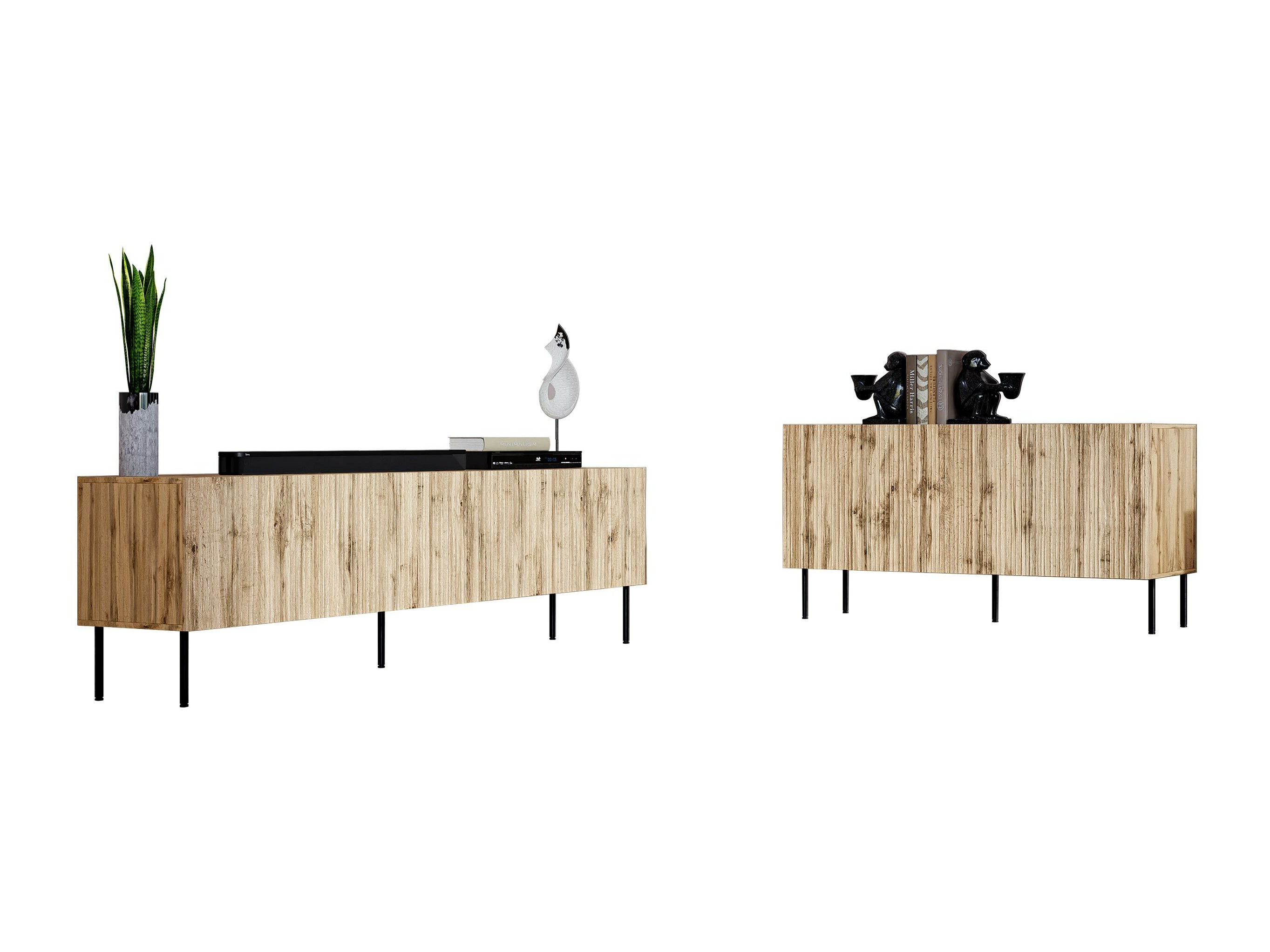 Viesistabas komplekts Lorelbo 104 (Votan ozols + Melns)