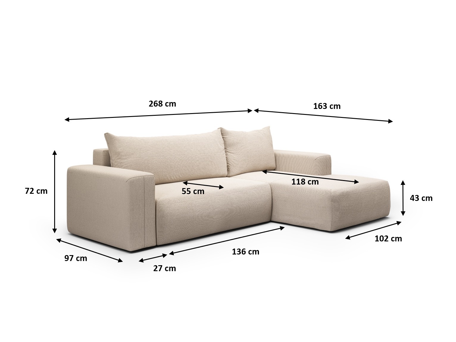 Stūra dīvāns Lirdomo 100 (Aragon 39)