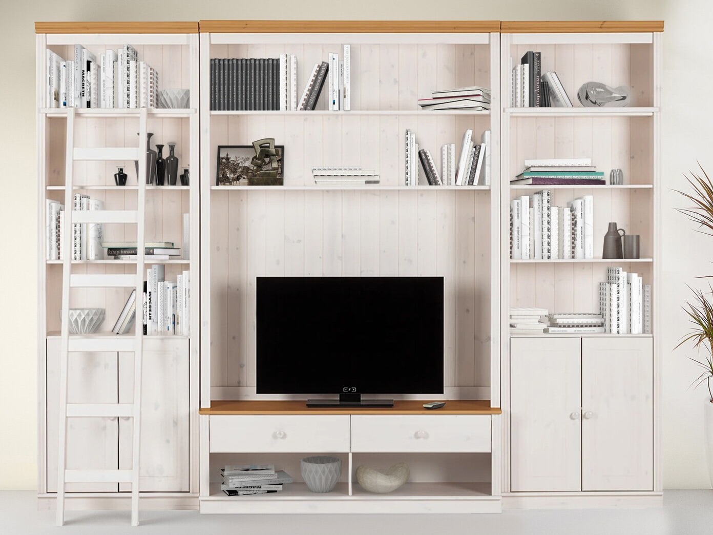 Viesistabas komplekts Saltoro 107 (Balts + Medus ozols)