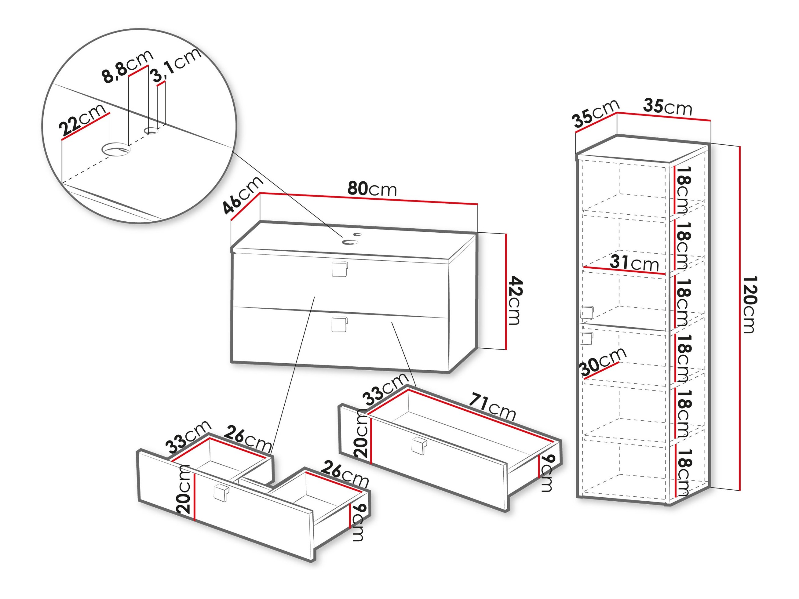 Vannas komplekts Orlvera 103 (Gaiši brūns)