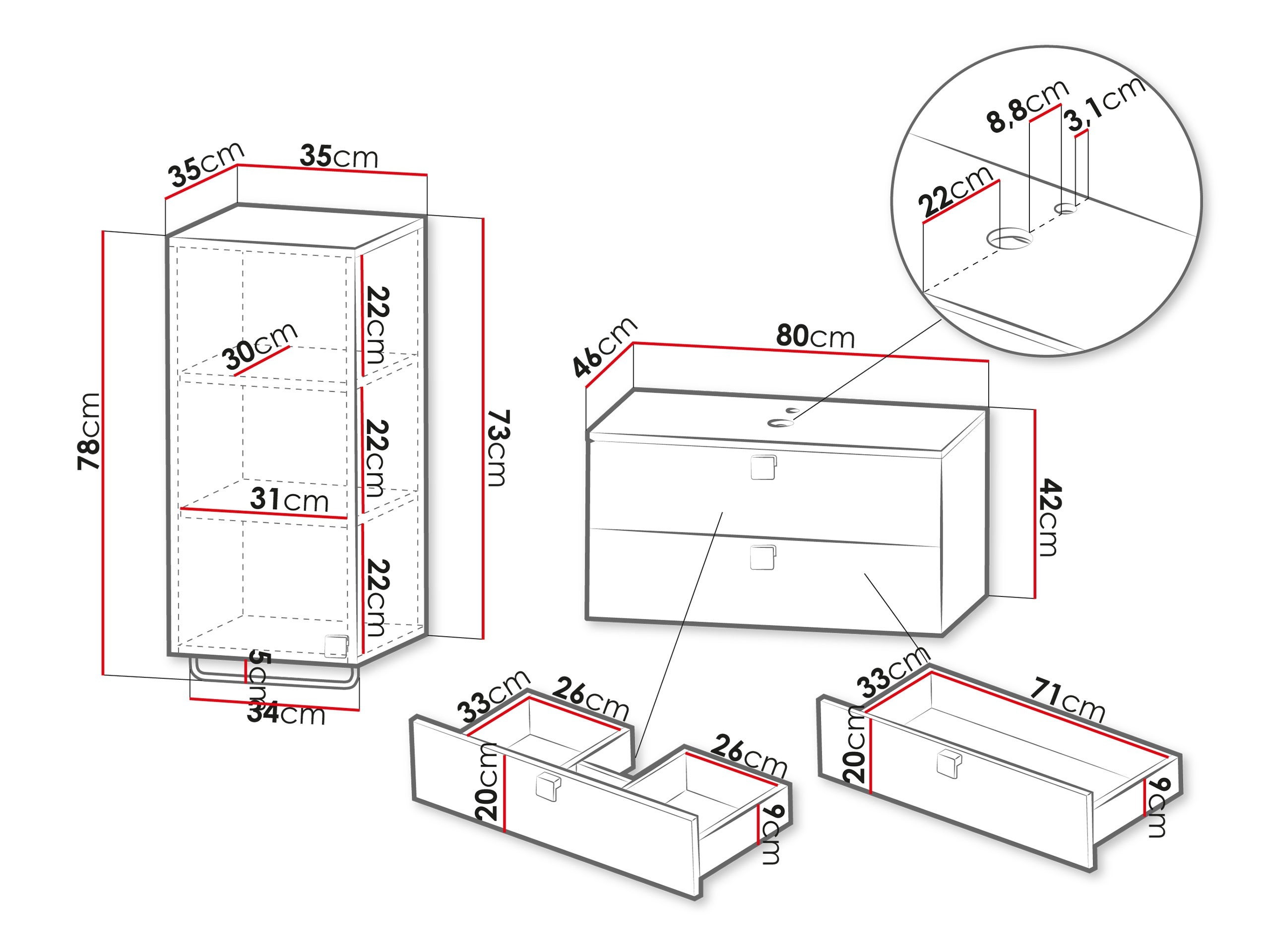 Vannas komplekts Orlvera 104 (Gaiši brūns)