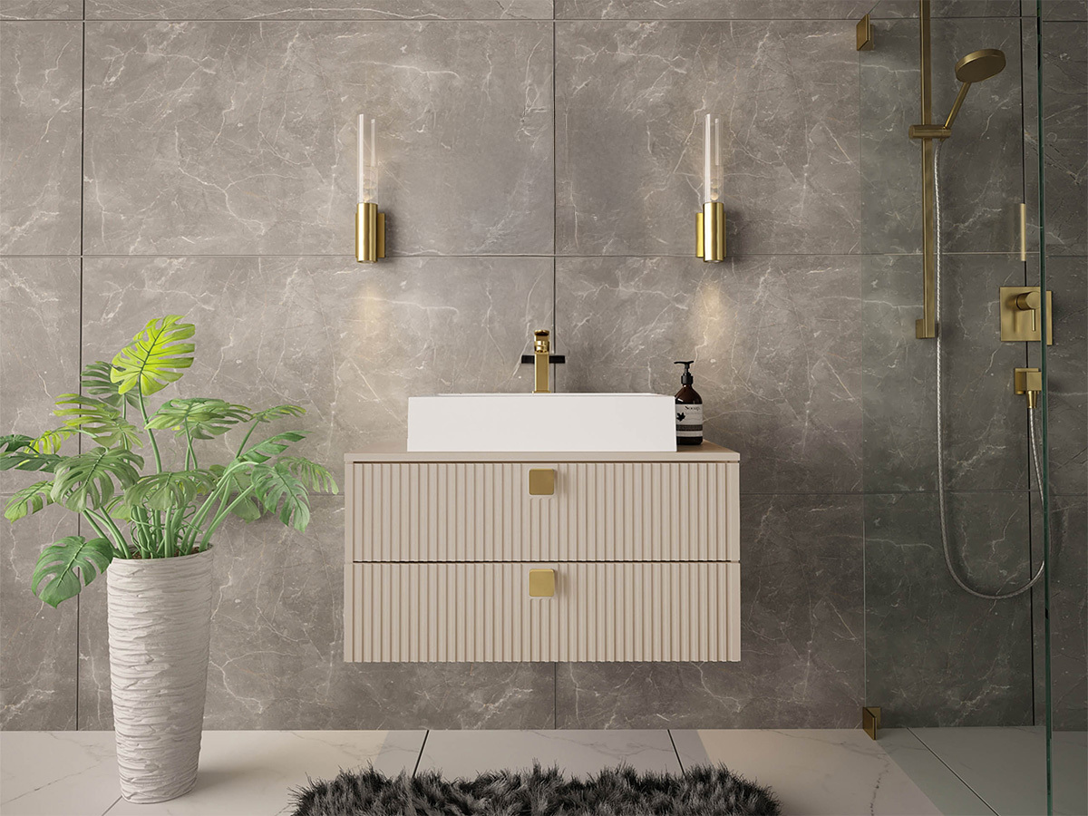 Piekarams vannas istabas skapītis izlietnei Orlvera 102 (Gaiši brūns)