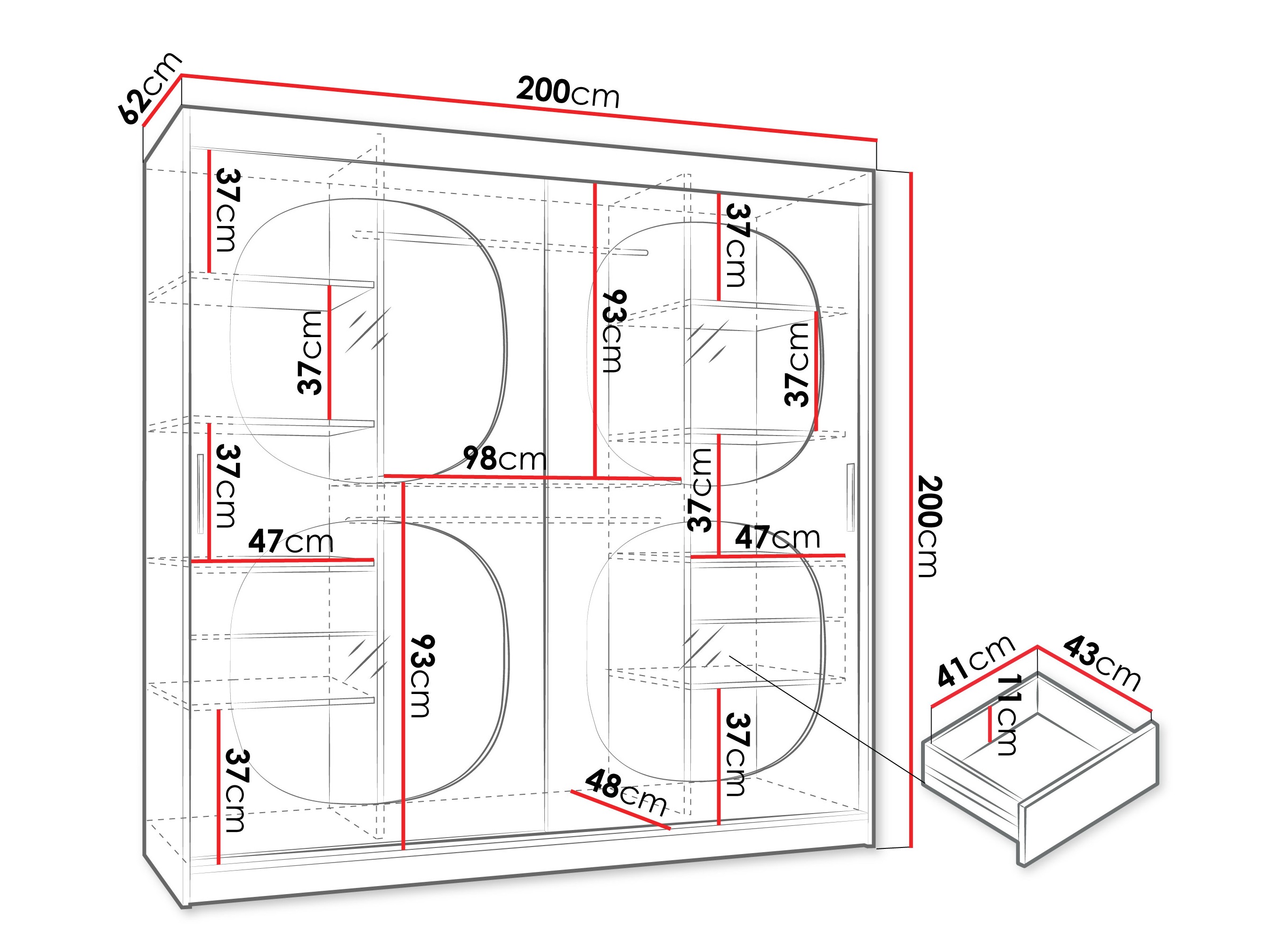 Skapis Hartford 531 (Melns)
