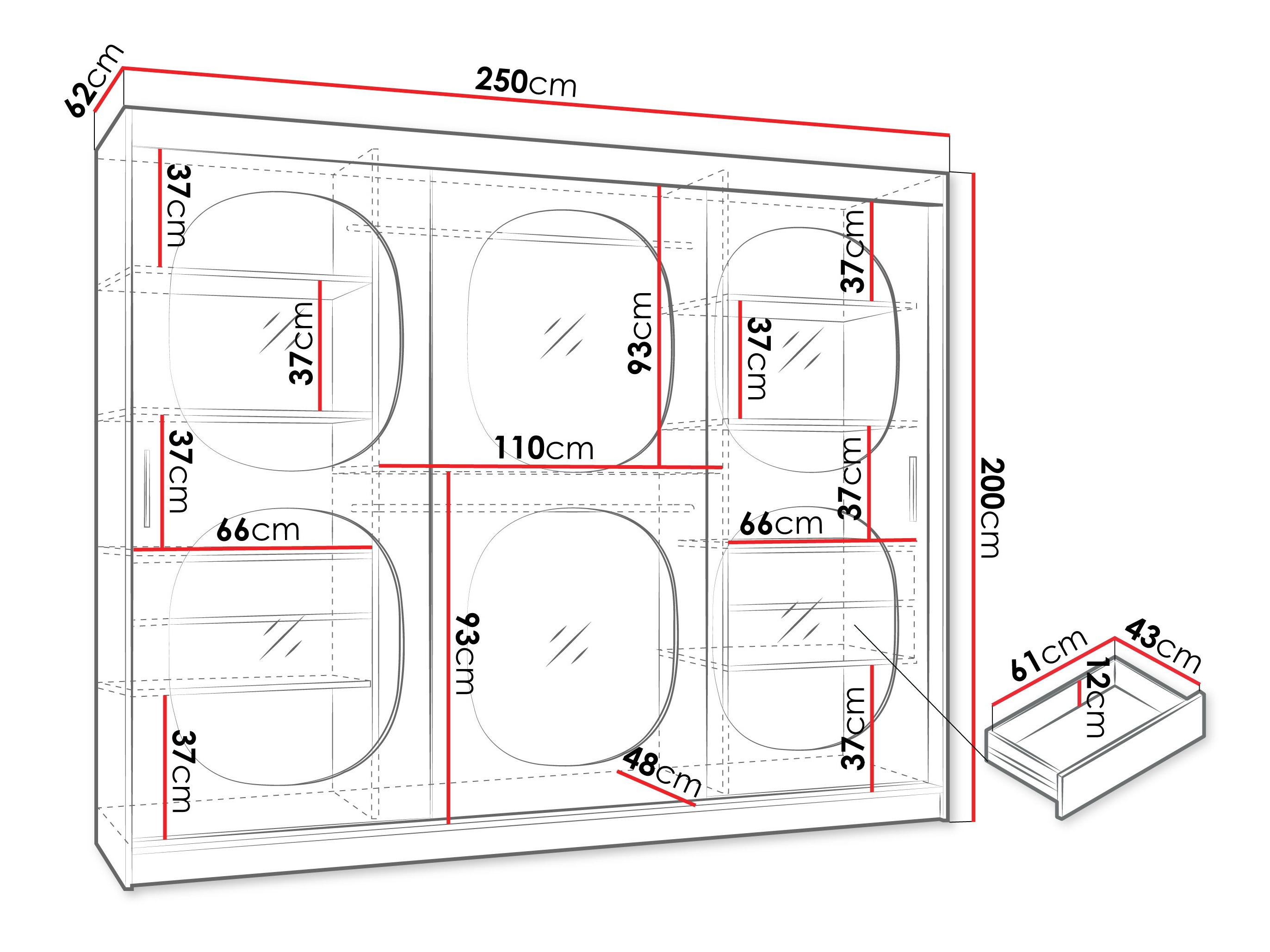 Skapis Hartford 533 (Melns)