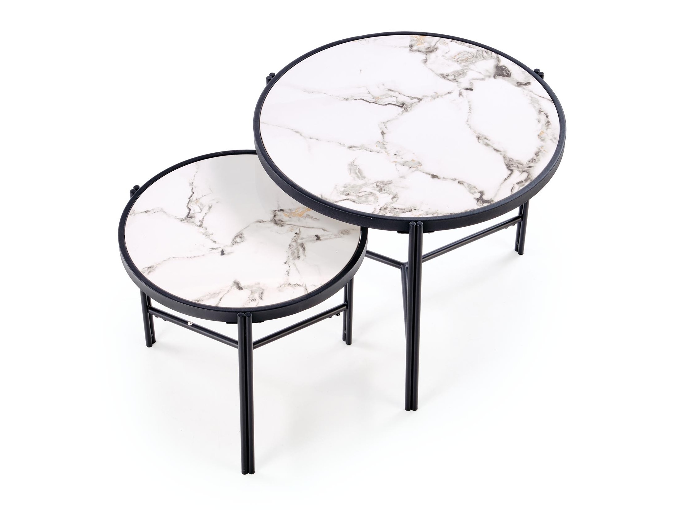 Комплект журнальных столиков Houston 1867 (Белый мрамор + Чёрный)