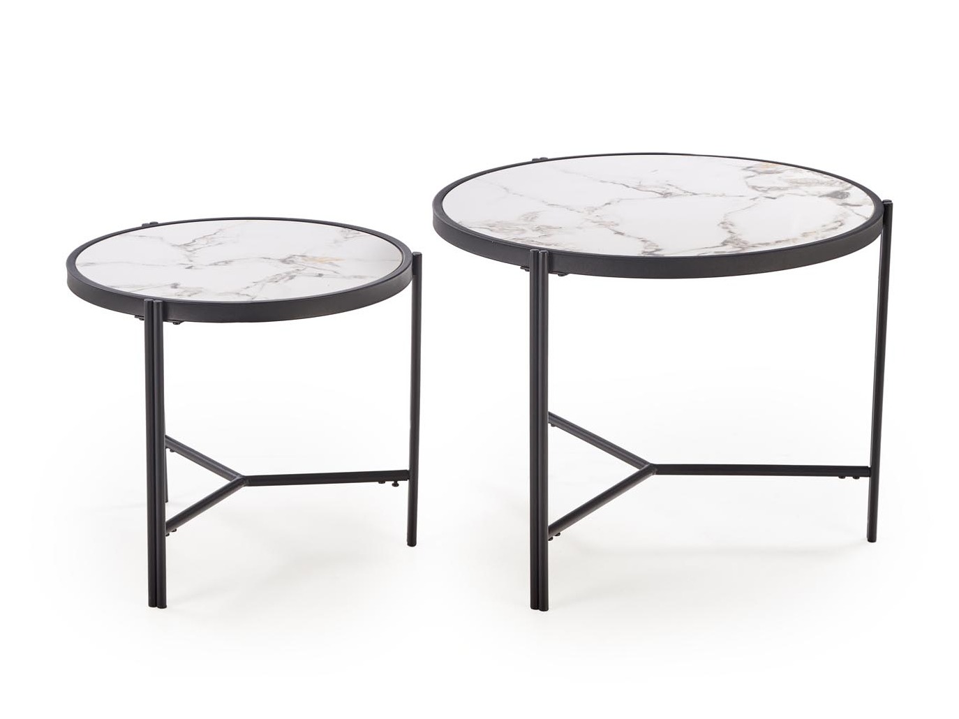 Комплект журнальных столиков Houston 1867 (Белый мрамор + Чёрный)