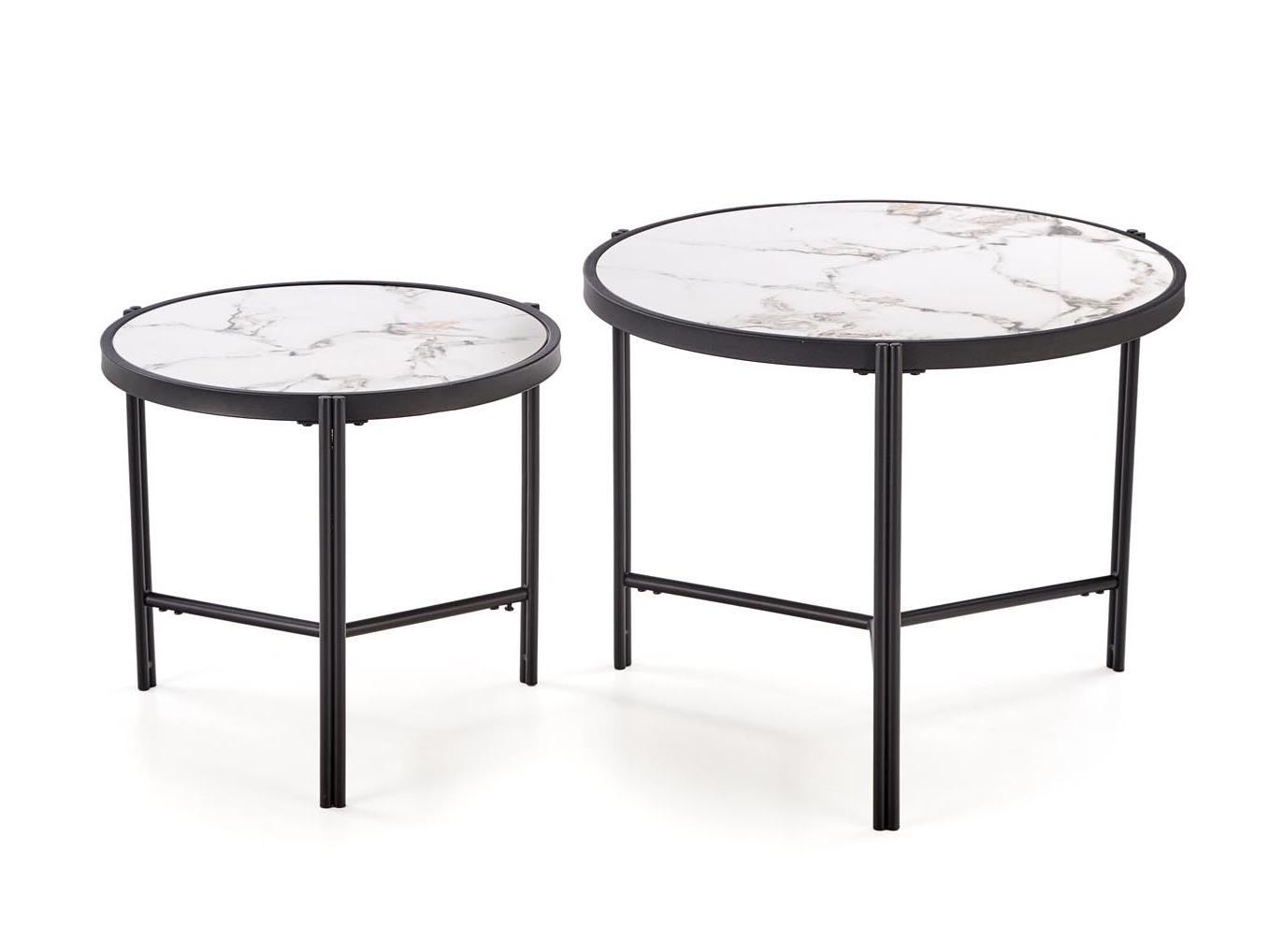 Žurnālu galdiņu komplekts Houston 1867 (Balts marmors + Melns)