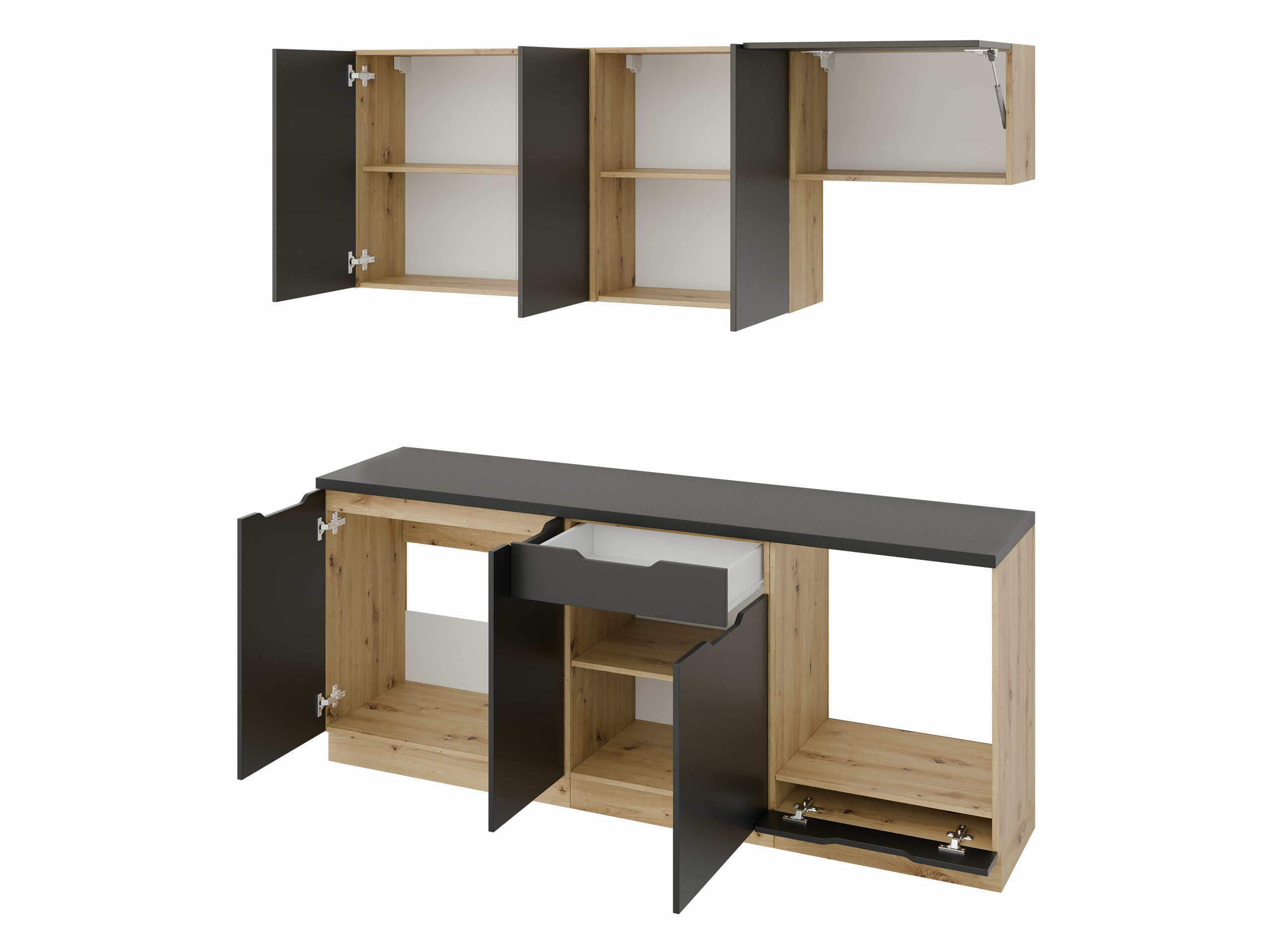 Virtuves komplekts Trenton 180 (Gaiši pelēks + Artisan ozols)