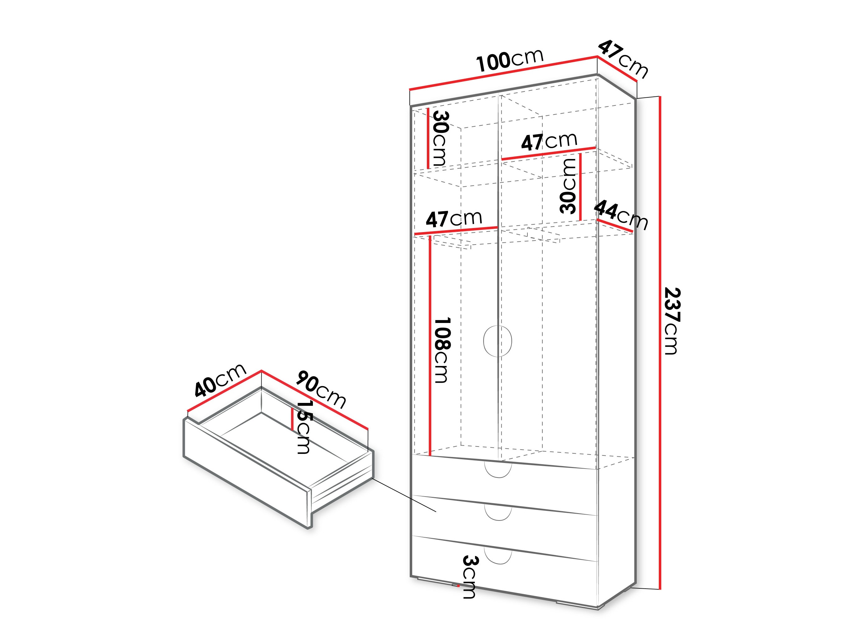 Skapis Hartford 565 (Melns)