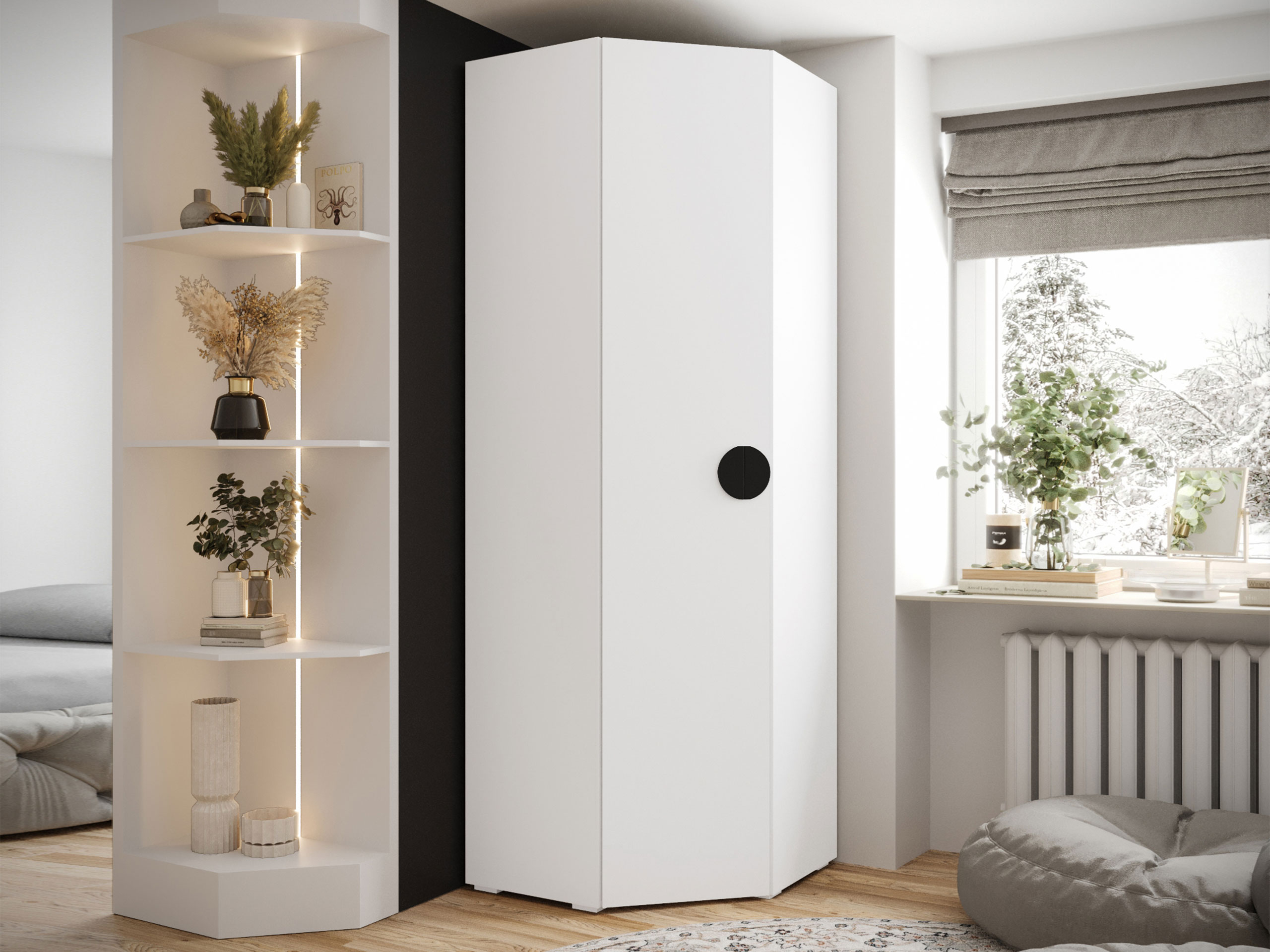 Stūra skapis Hartford 568 (Balts)