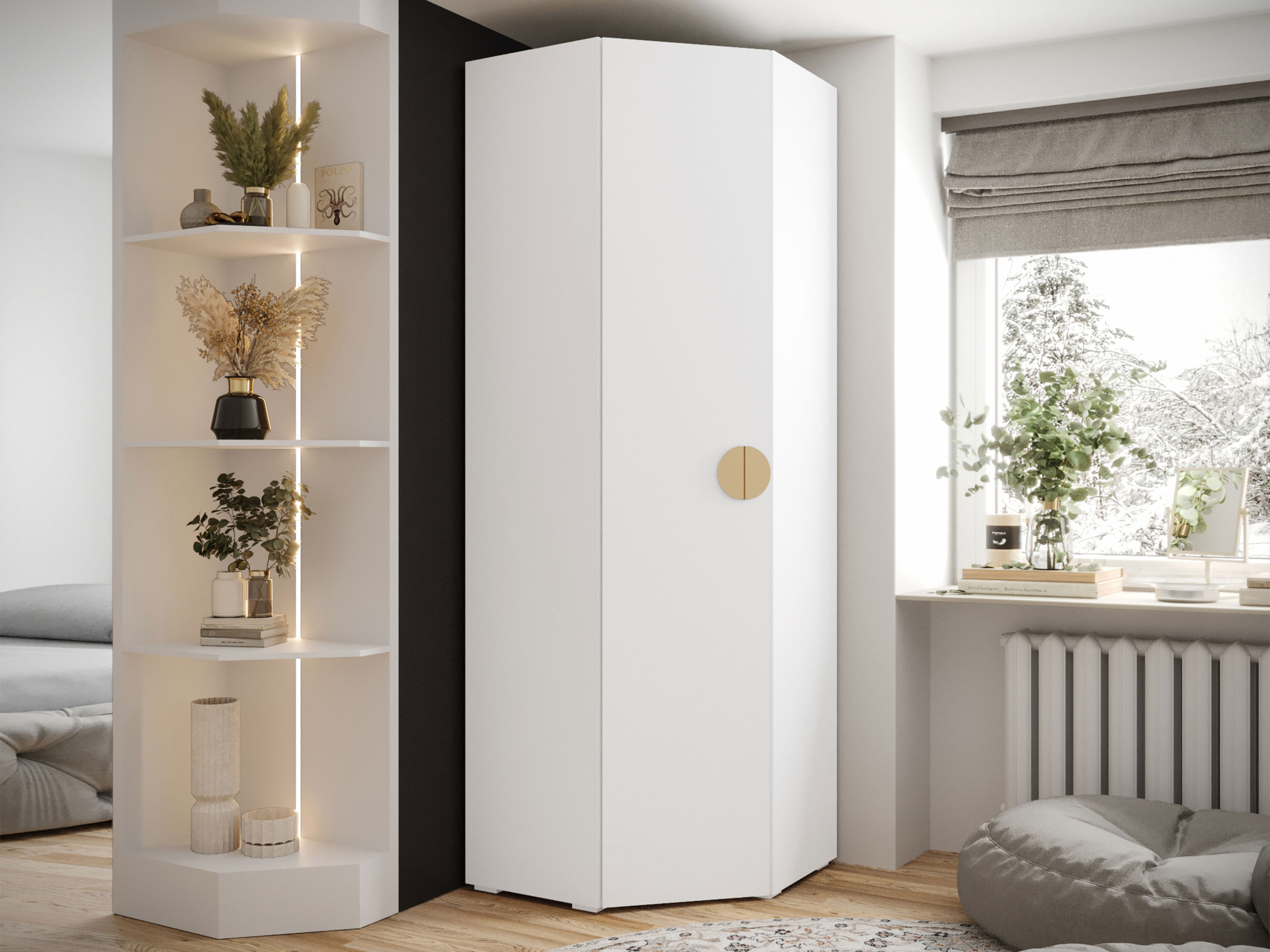 Stūra skapis Hartford 568 (Balts)