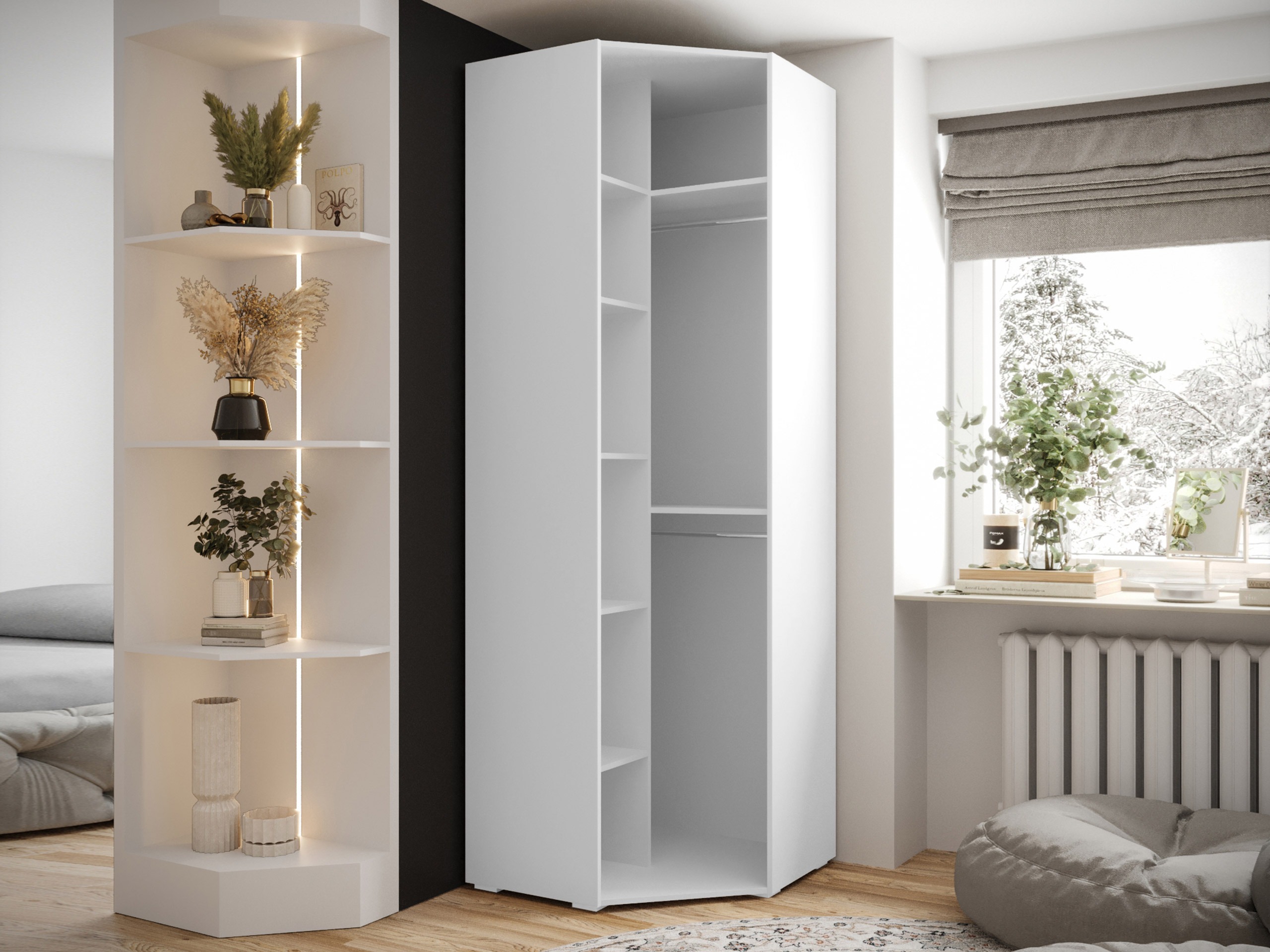 Stūra skapis Hartford 568 (Balts)