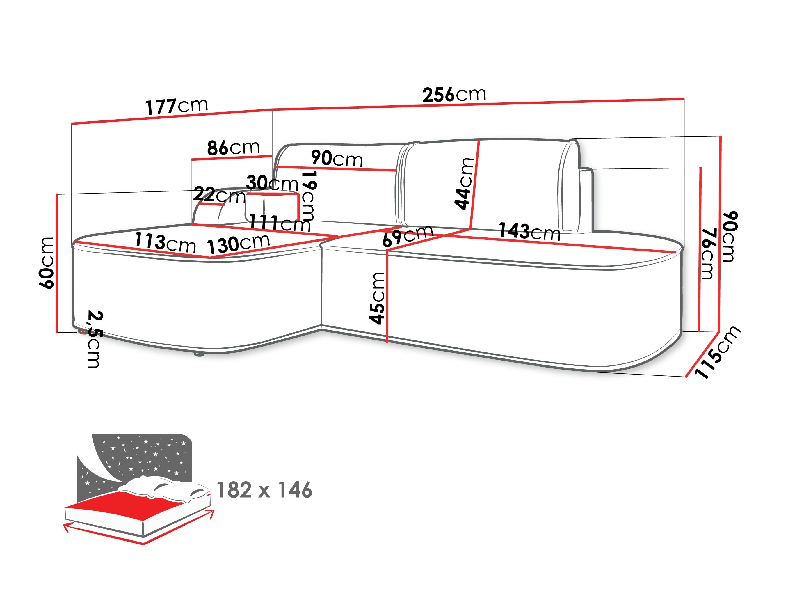 Stūra dīvāns Comfivo 464 (Coral 80)