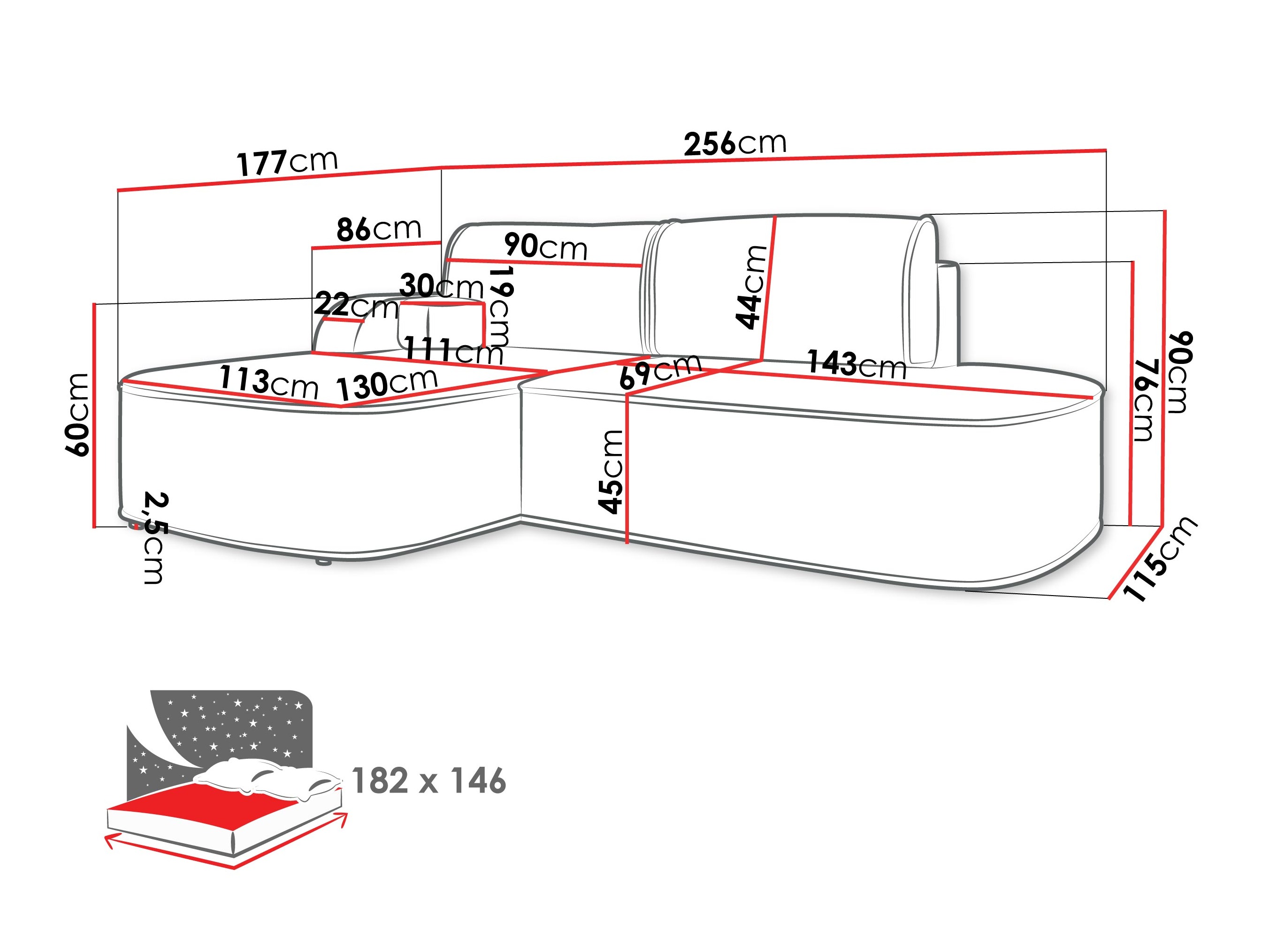 Угловой диван Comfivo 464 (Coral 50)