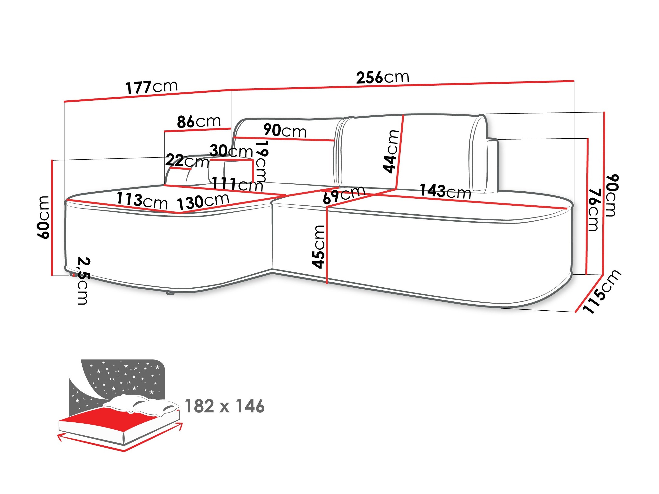 Угловой диван Comfivo 464 (Coral 75)