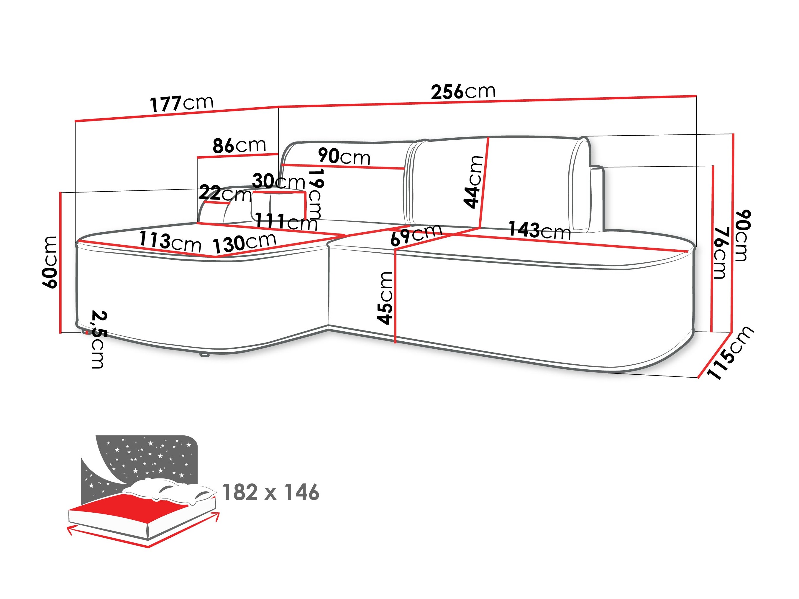Угловой диван Comfivo 464 (Coral 75)