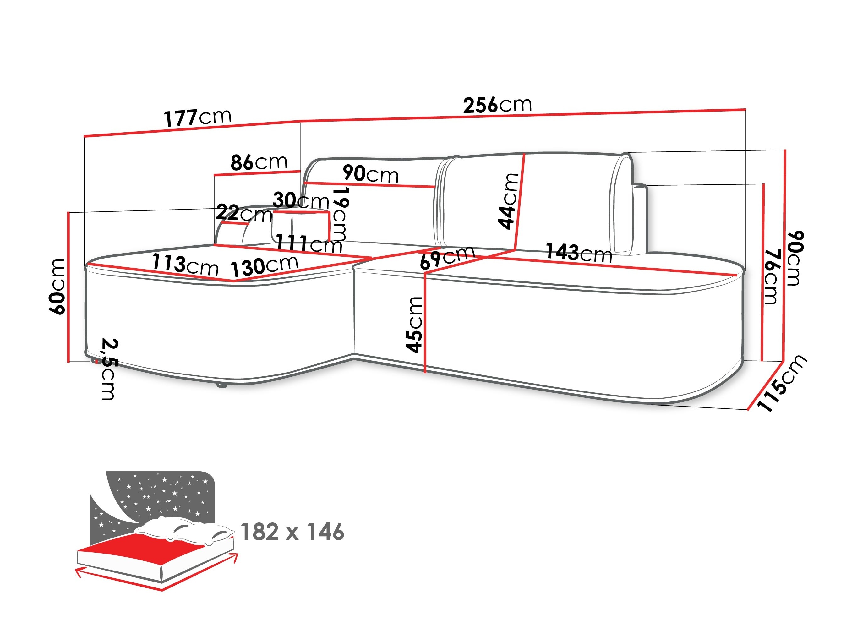 Угловой диван Comfivo 464 (Coral 80)
