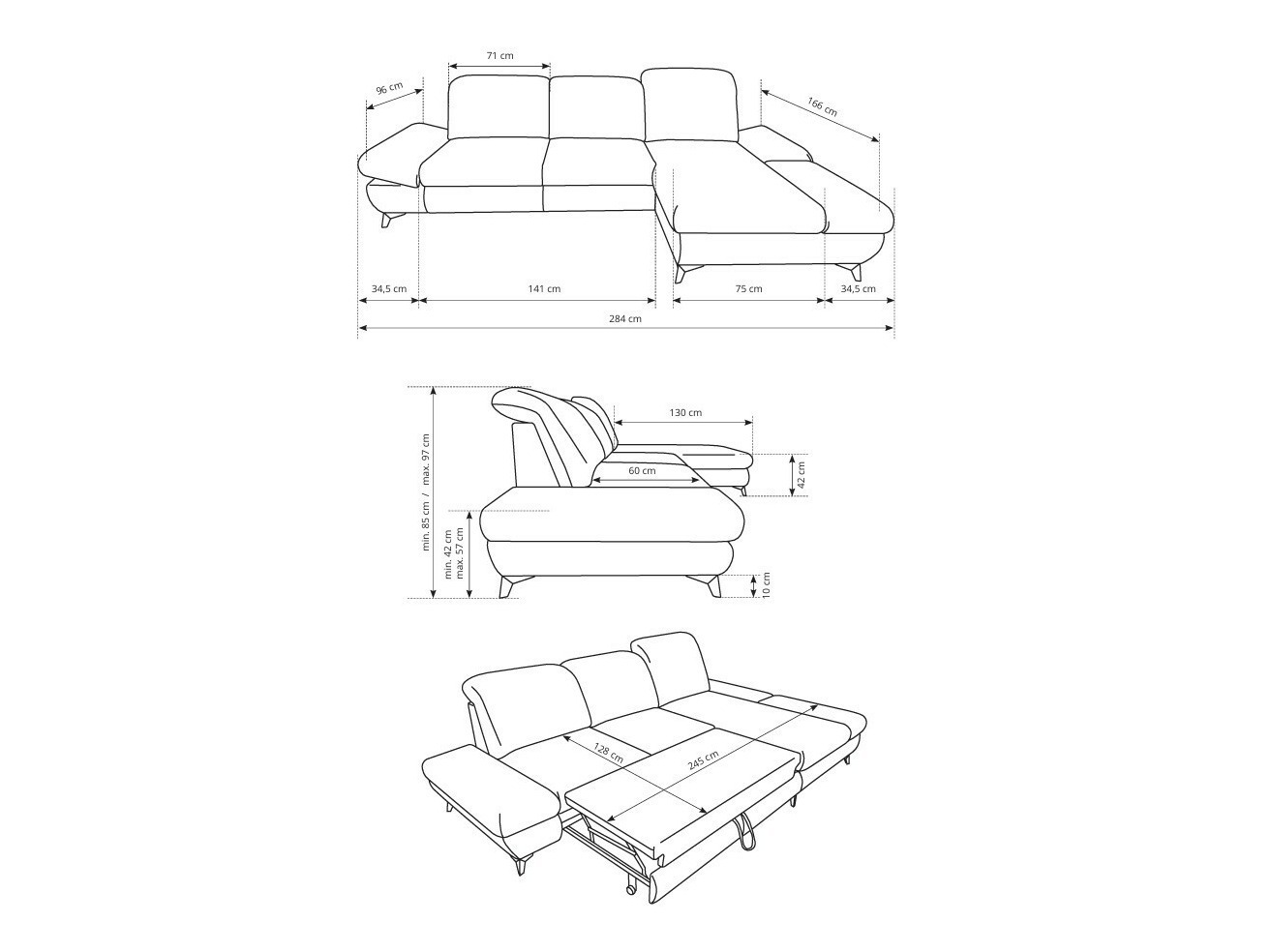 Stūra dīvāns Kingston 190 (Matana 07)