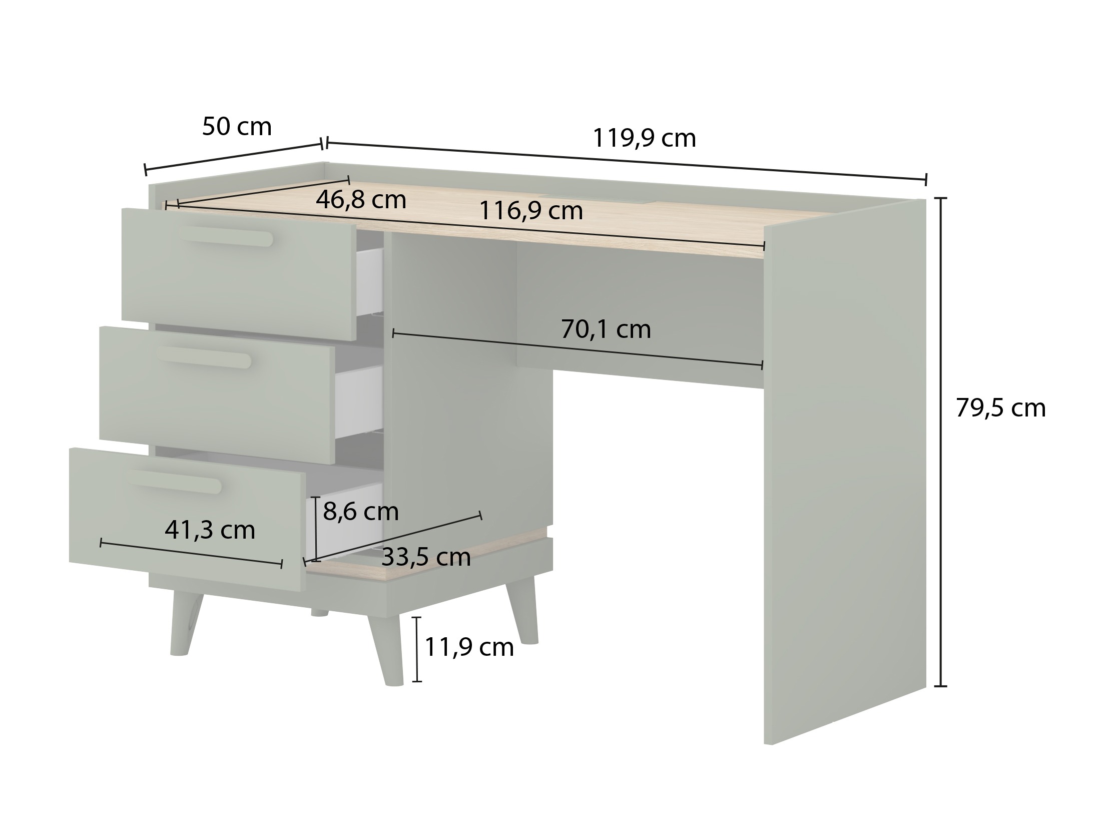 Rakstāmgalds Fertalu 103 (Zaļš + Ozols)
