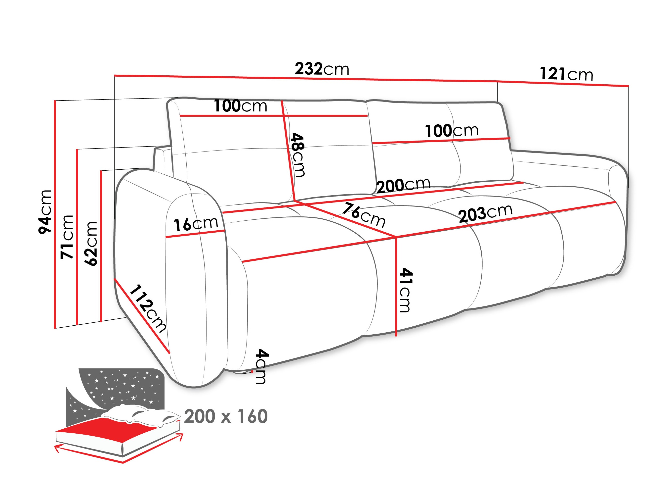 Dīvāns gulta Clinton 100 (Lambi 04)